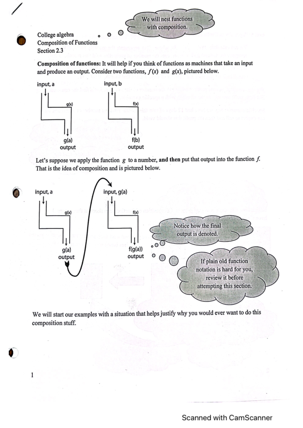 Math 131 Section 2.3 - We Will Nest Functions With Composition. College ...