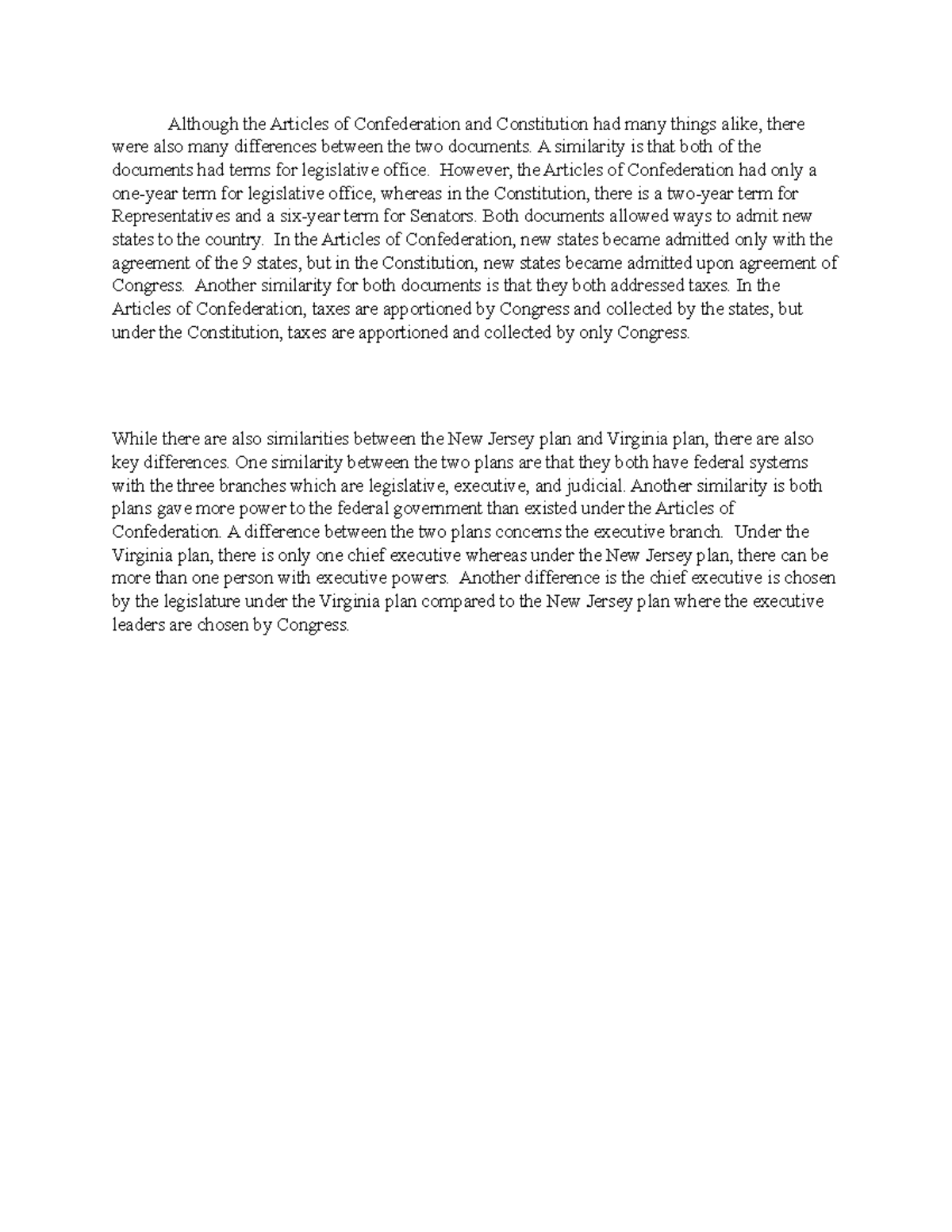 Although the Articles of Confederation and Constitution had many things ...