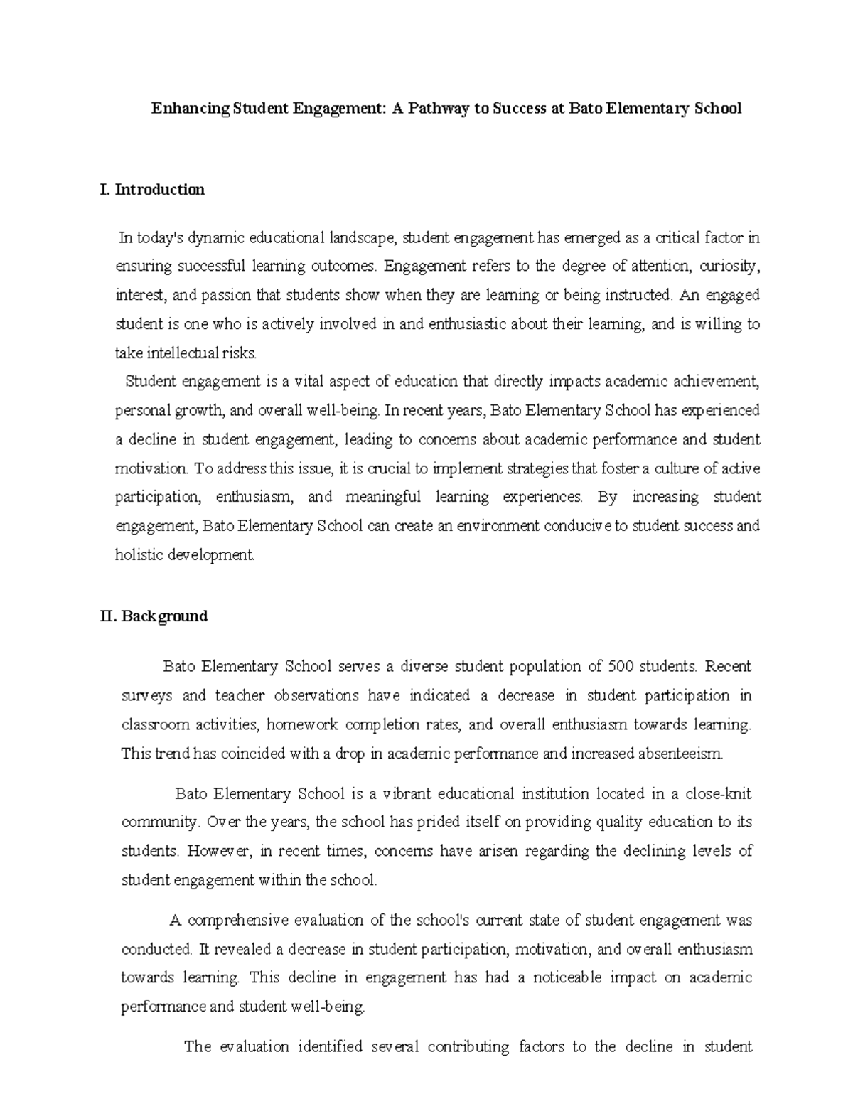 CASE Study Output masters requirement Enhancing Student Engagement