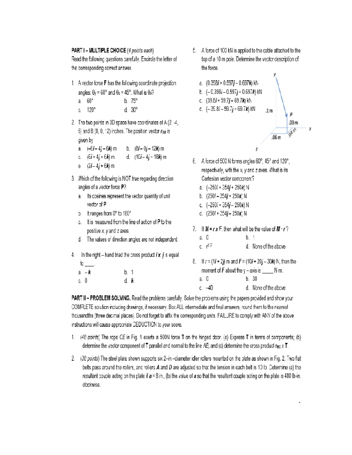 Quiz 2 3 October 2019 Questions And Answers Statics Of Rigid Bodies Warning Tt Undefined 6626