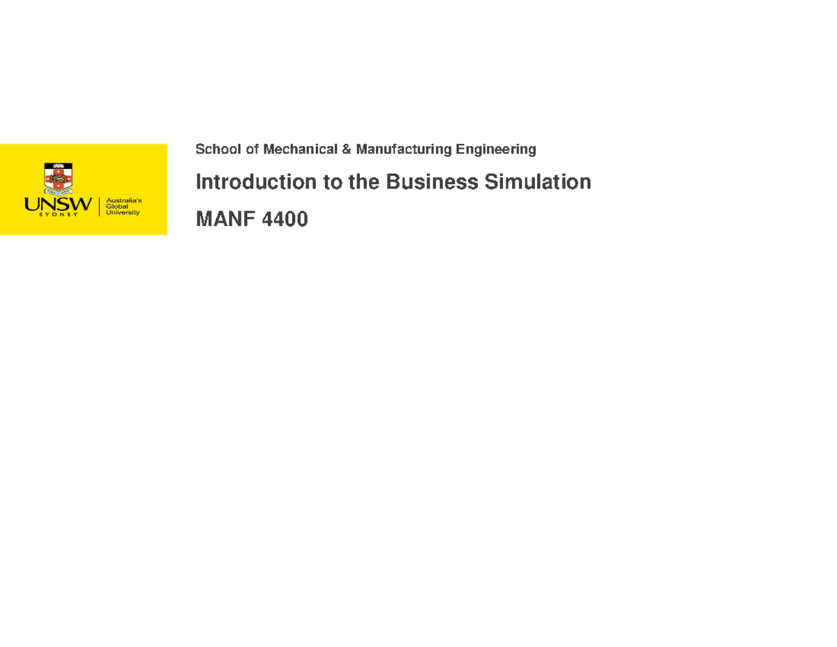 MANF 4400 Project Intro School of Mechanical & Manufacturing Engineering Introduction