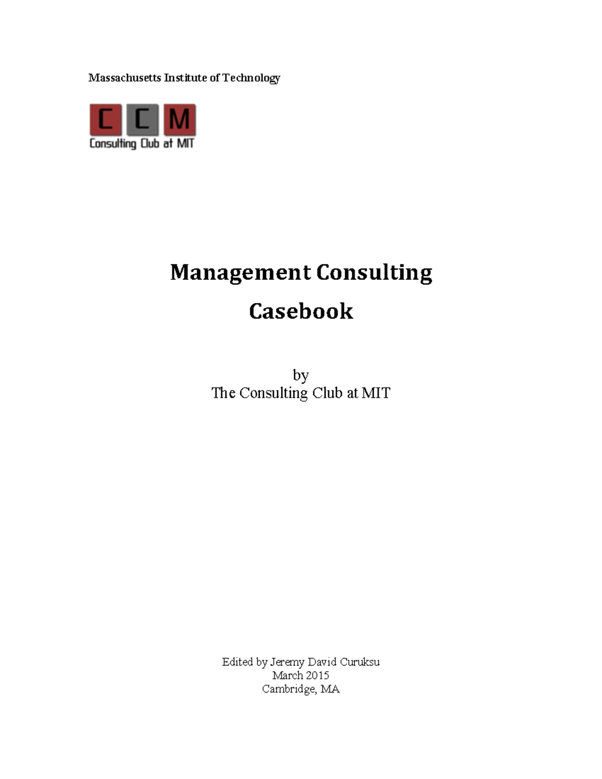 8 MITSloanCaseBook Massachusetts Institute of Technology