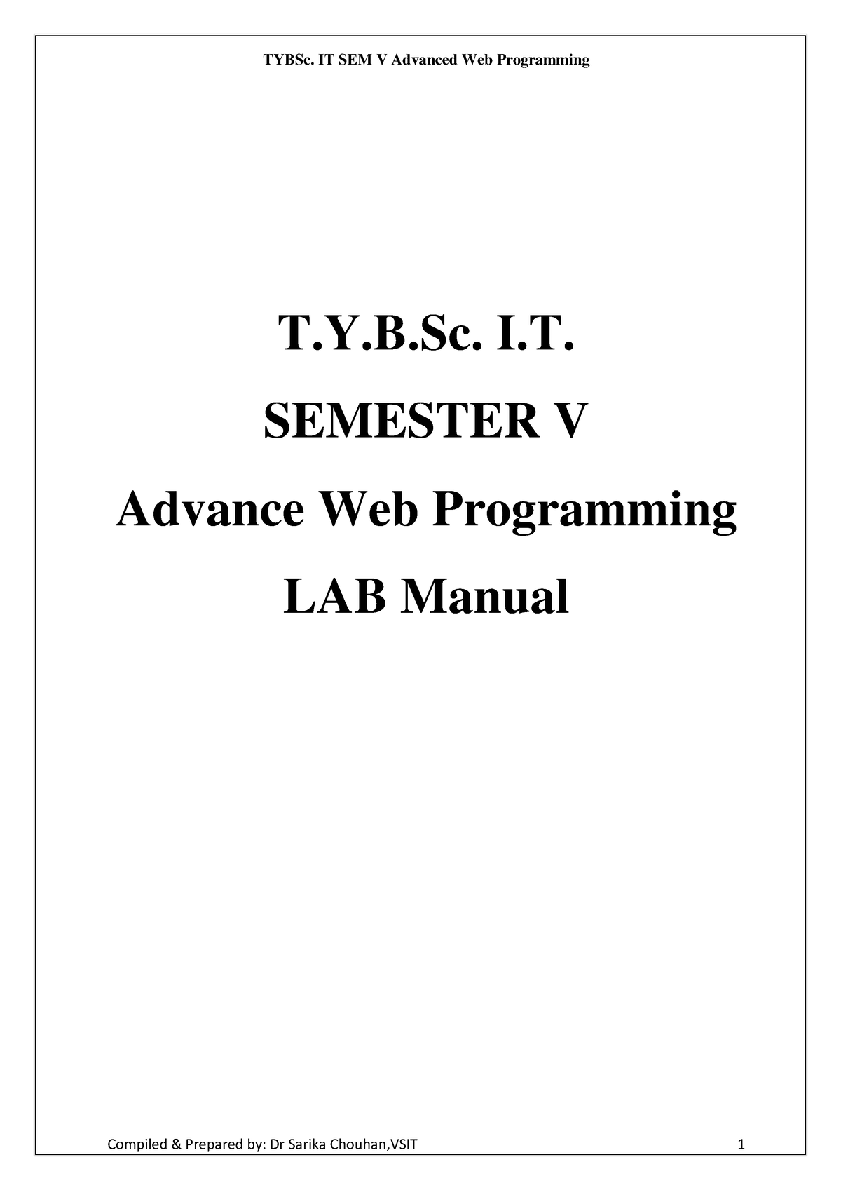 TYBSc IT Sem V AWP Lab Manual 2022-23 - T.Y.B. I. SEMESTER V Advance ...