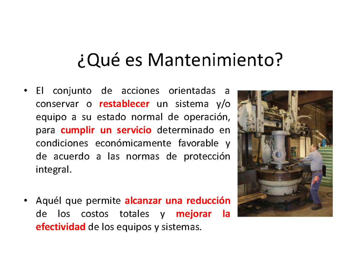 A Que Se Le Llama Mantenimiento