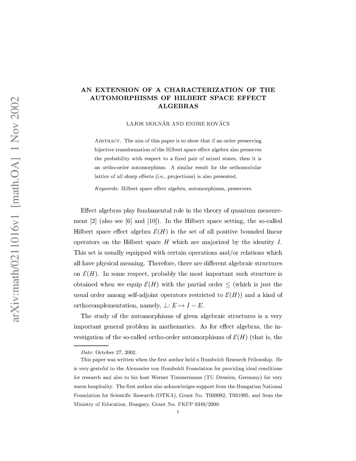 0211016 - Cours - ArXiv:math/0211016v1 [math] 1 Nov 2002 AN EXTENSION ...