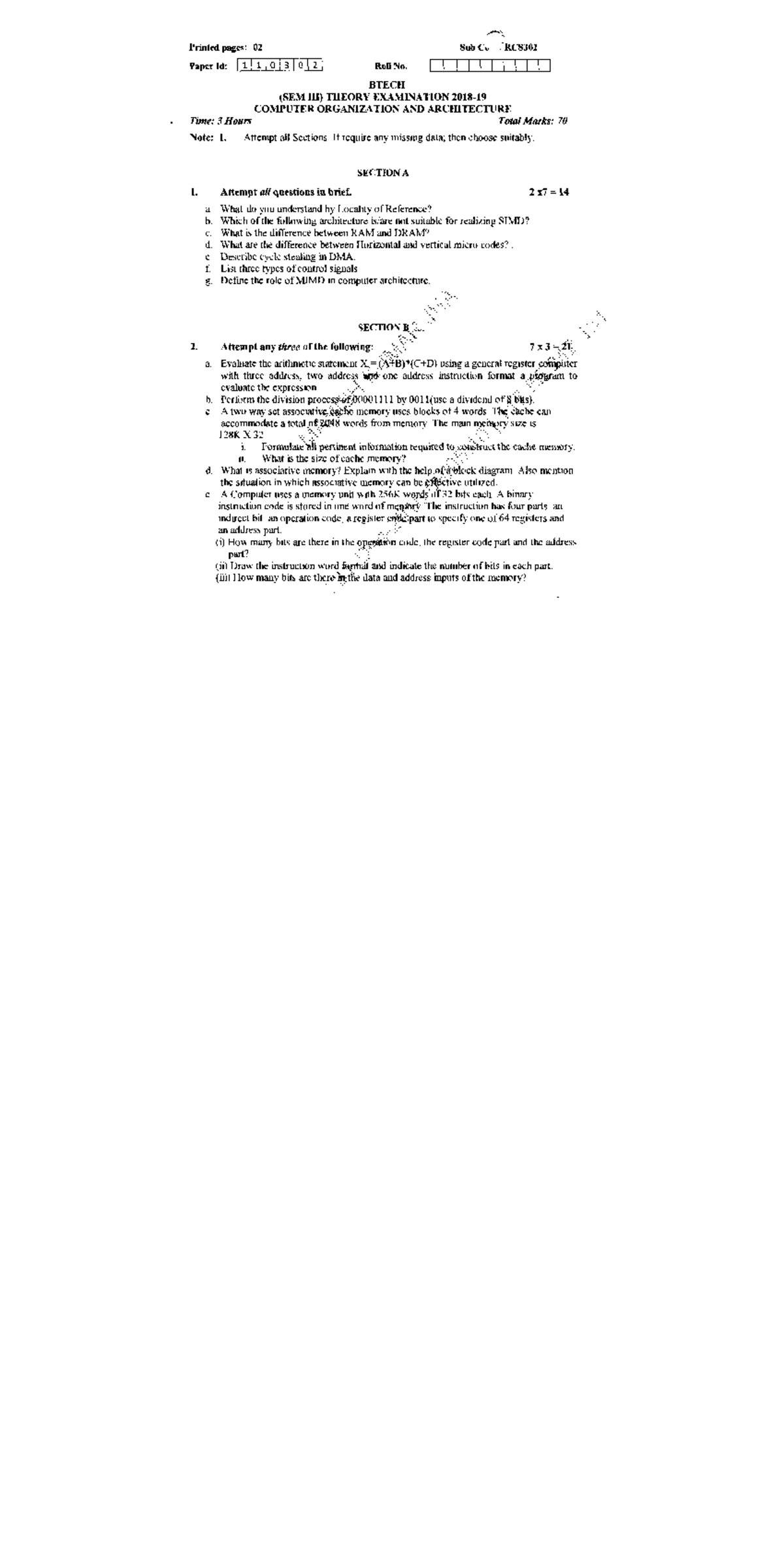 Computer Organization And Architecture Rcs 302 220919 180001