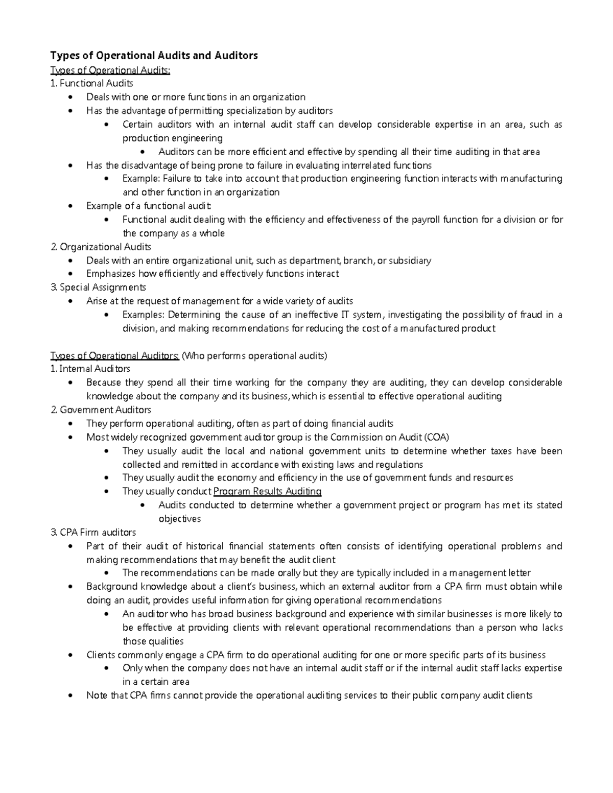 Pdfcoffee.com operational-audit-2-pdf-free - Types of Operational ...
