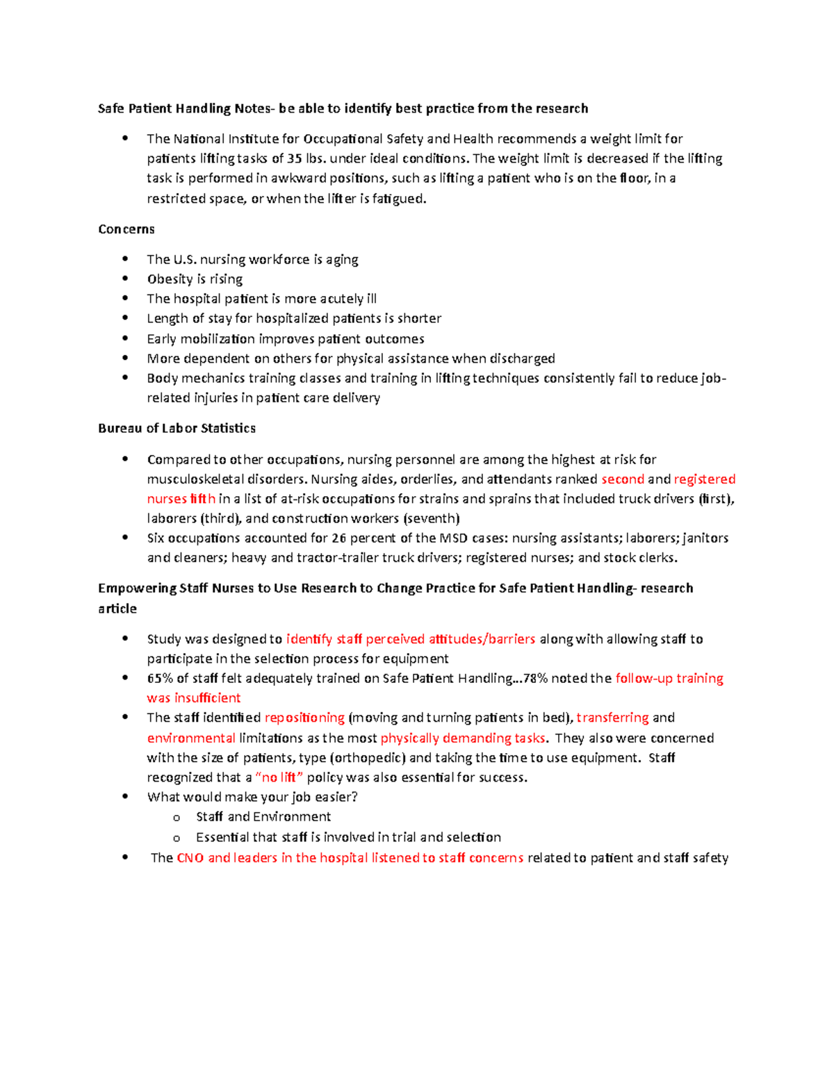 Safe Patient Handling Notes - under ideal conditions. The weight limit ...