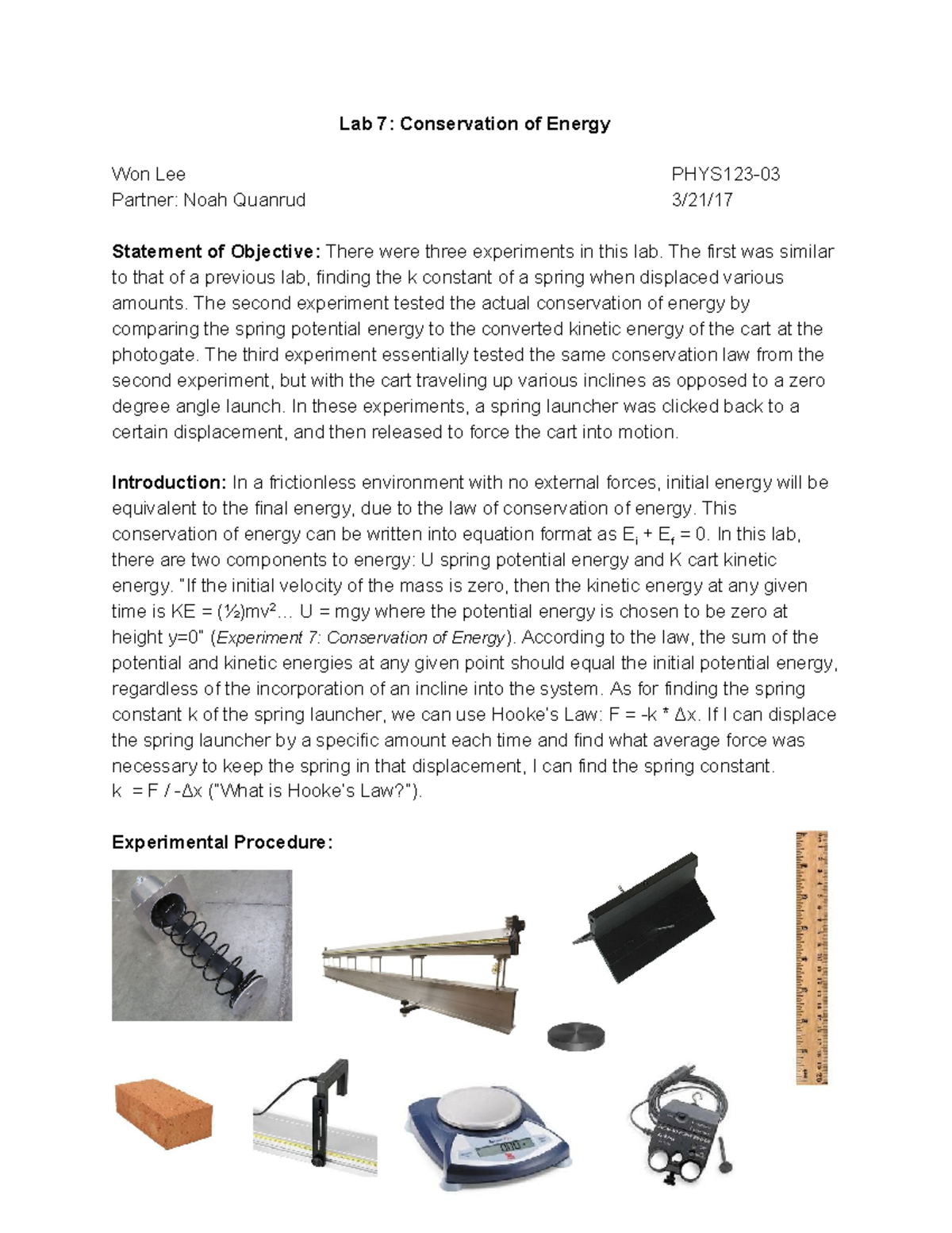 energy conservation experiments physics