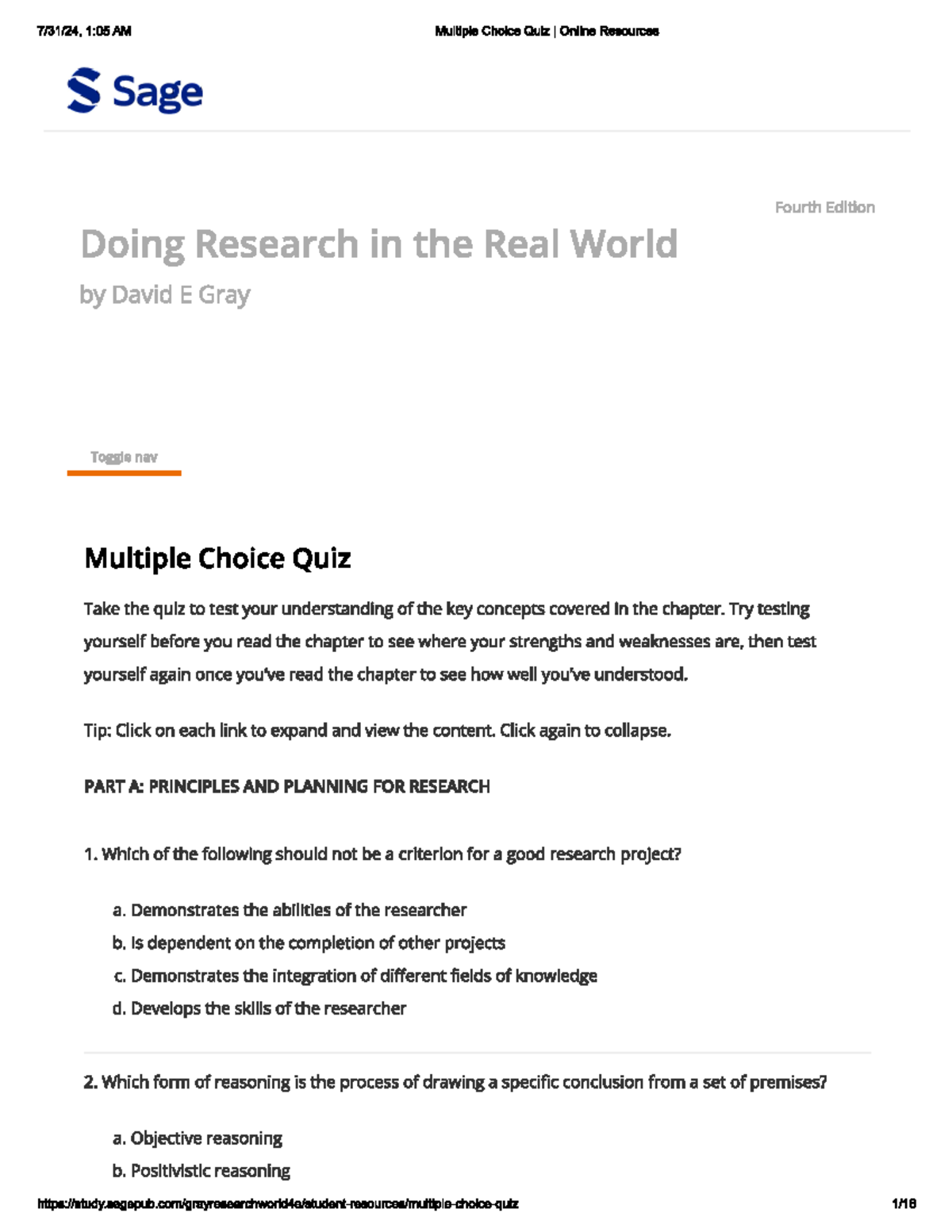 MCQs on Research methods - 1:05 AM Multiple Choice Quiz I Online ...