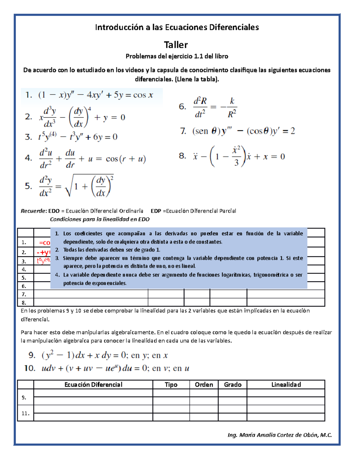 Taller Introducción A Las Ecuaciones Diferenciales.docx Ramiro ...