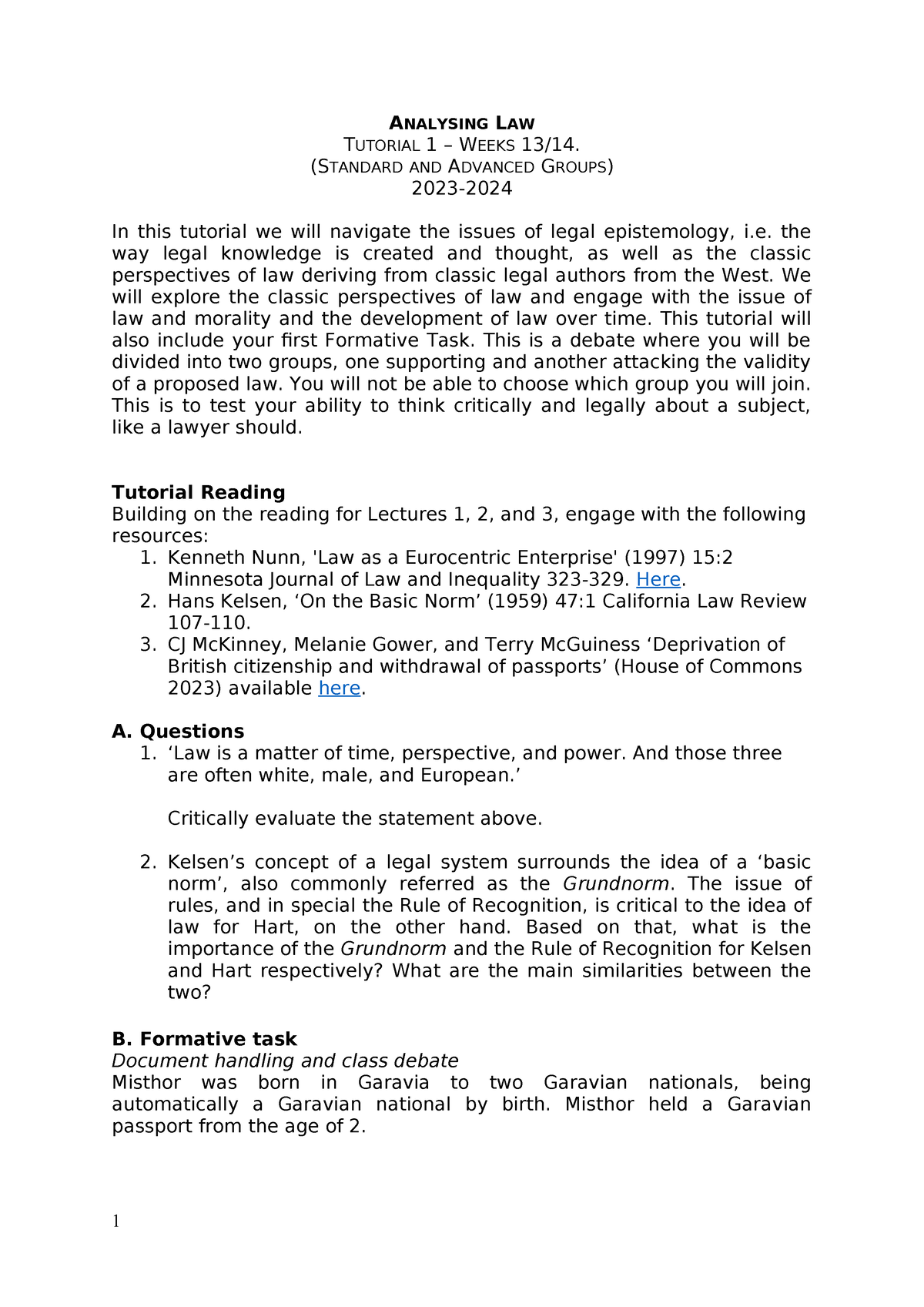 1 Tutorial 1 Analysing Law 2023 2024 ANALYSING LAW TUTORIAL 1   Thumb 1200 1697 