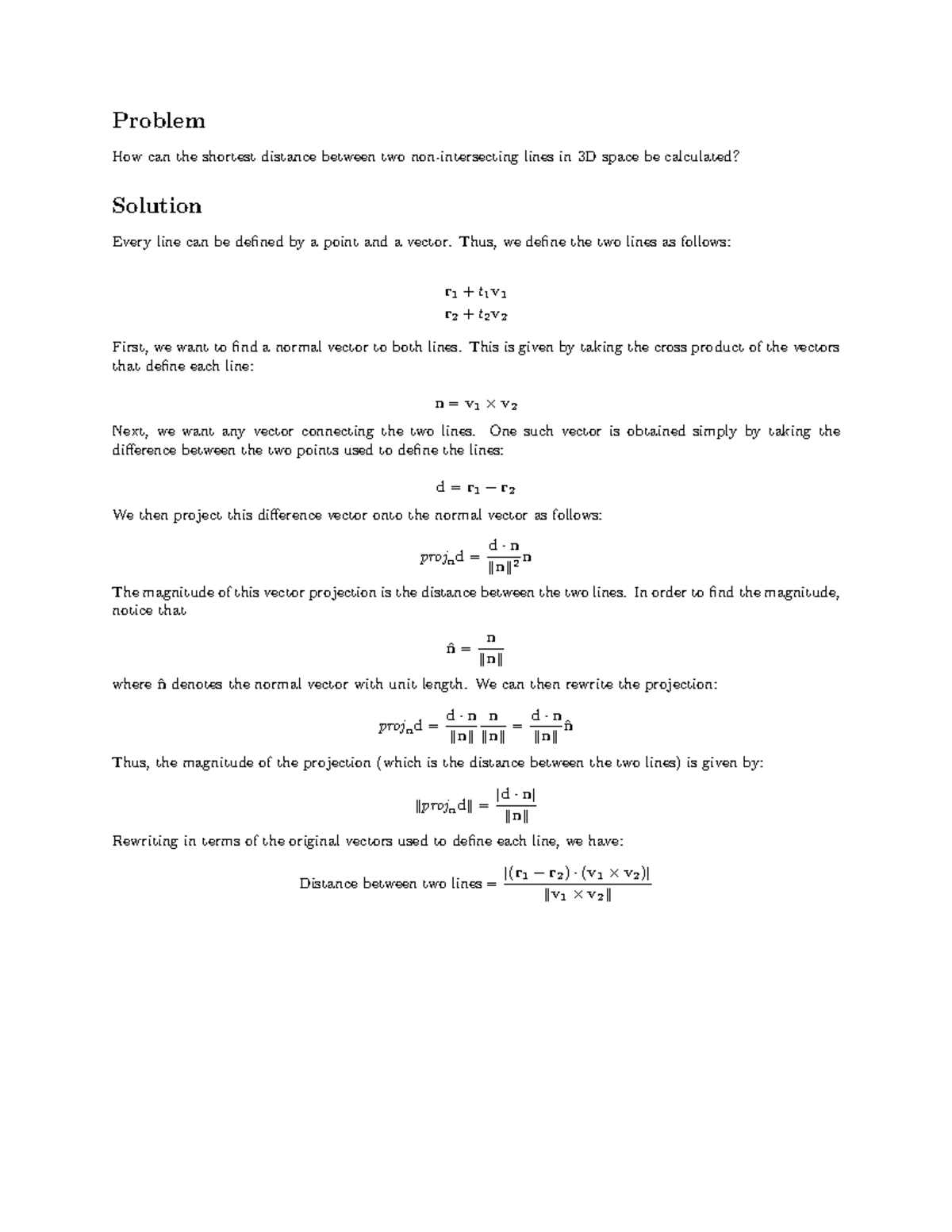 mathematics-of-space-formulae-for-shortest-distance-between-two-lines