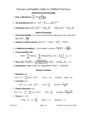 Probability and Statistics for Computer Science week 1 - COMP 233 ...