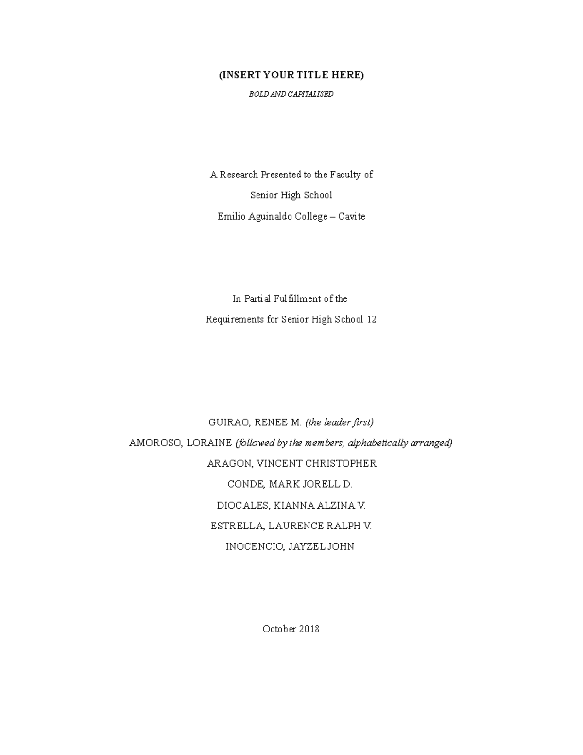 IMRD-format-1 - Research - (INSERT YOUR TITLE HERE) BOLD AND ...