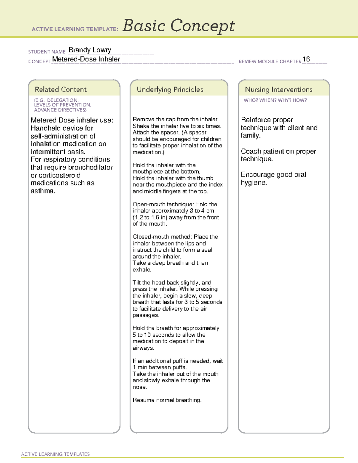 Metered-Dose Inhaler - ALT Basic Concept - ACTIVE LEARNING TEMPLATES ...