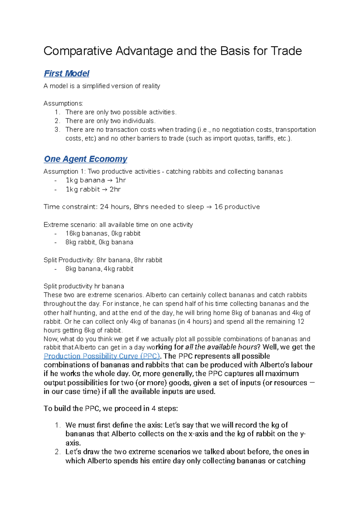 ECON1101 study notes - Comparative Advantage and the Basis for Trade ...