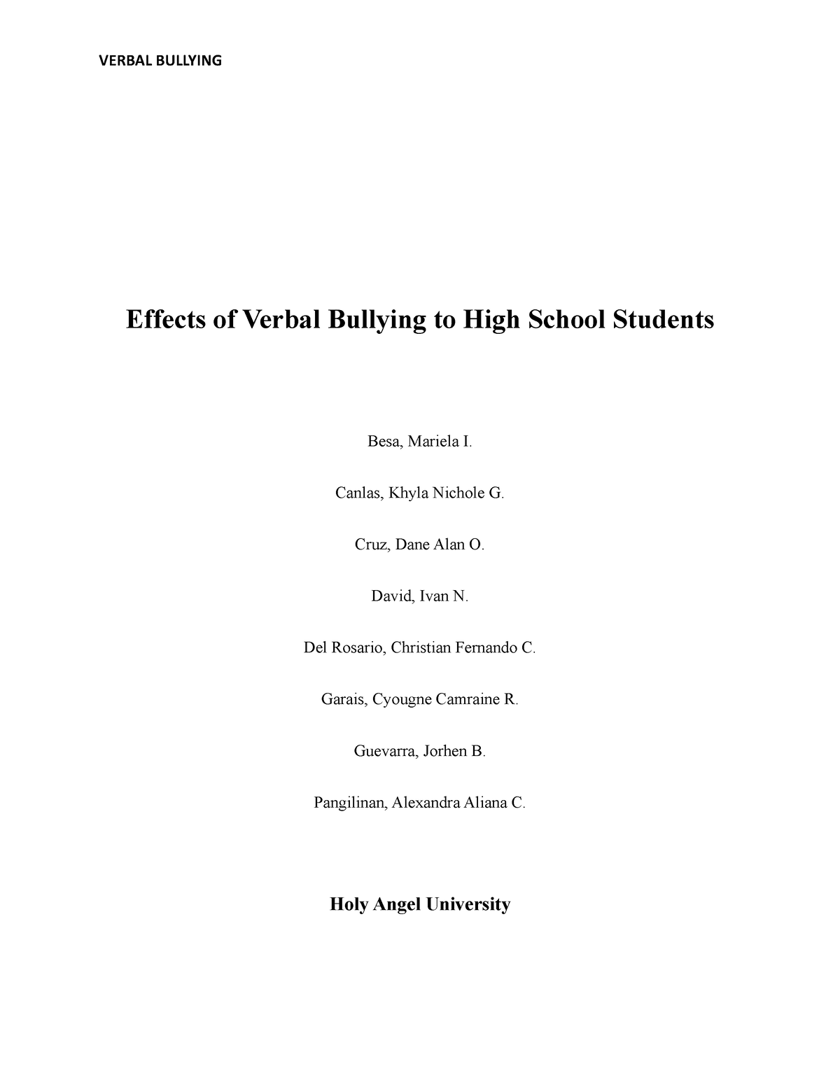 research paper about verbal bullying