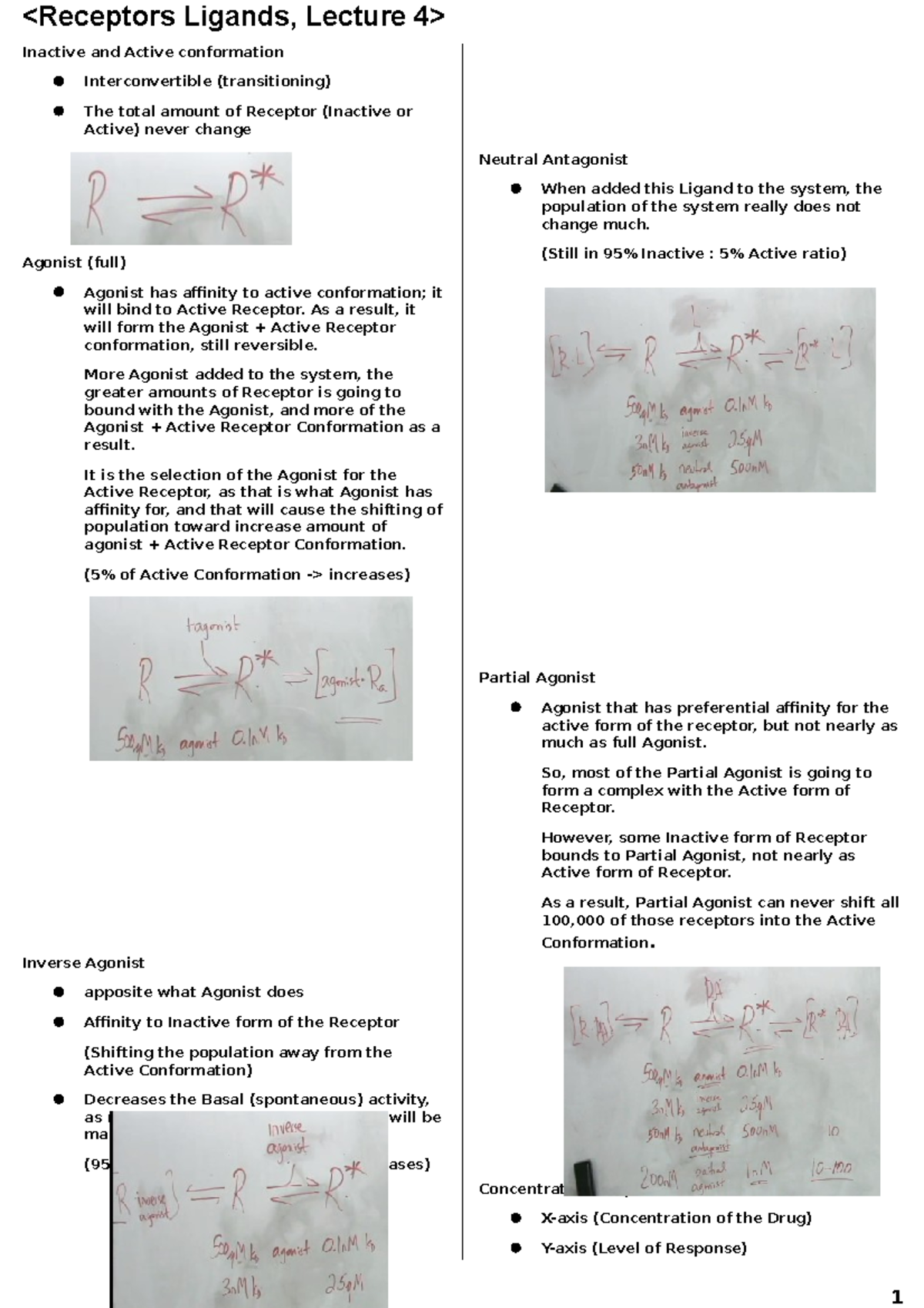 Pharmacology - Receptors Ligands (Lecture 4) - Inactive and - Studocu