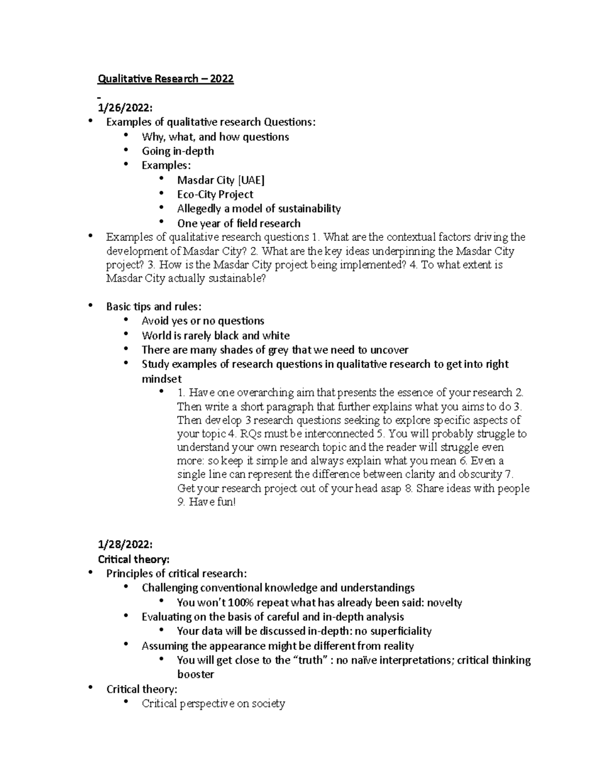 qualitative research methods syllabus