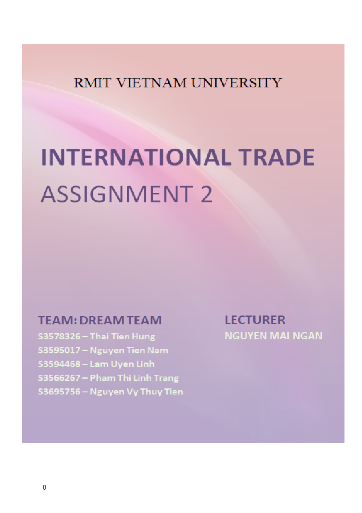 Bài mẫu assignment 2 Inter Trade - Course/Unit code Assignment number ...