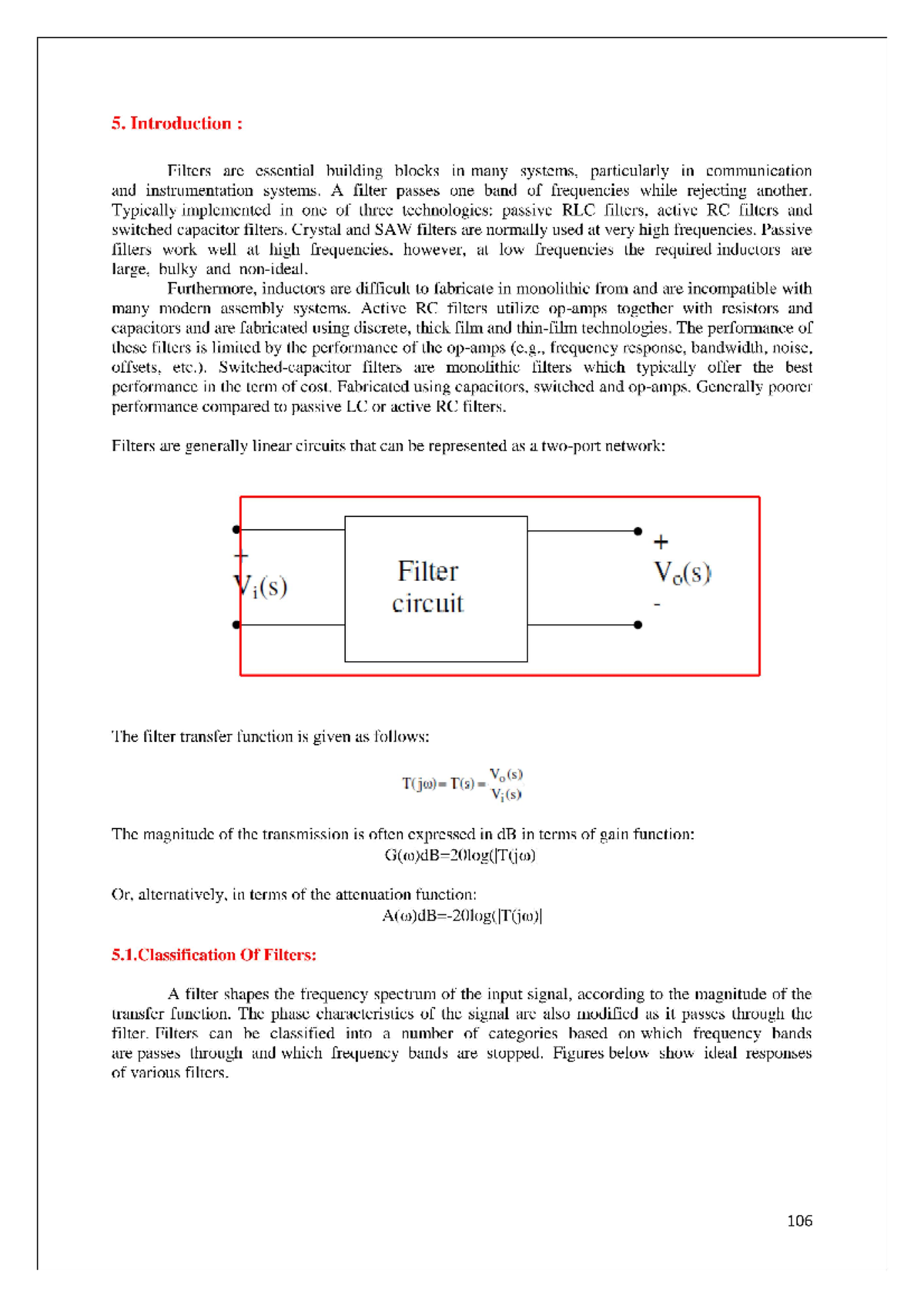 Filters Network Analysis And Transmission Lines Studocu