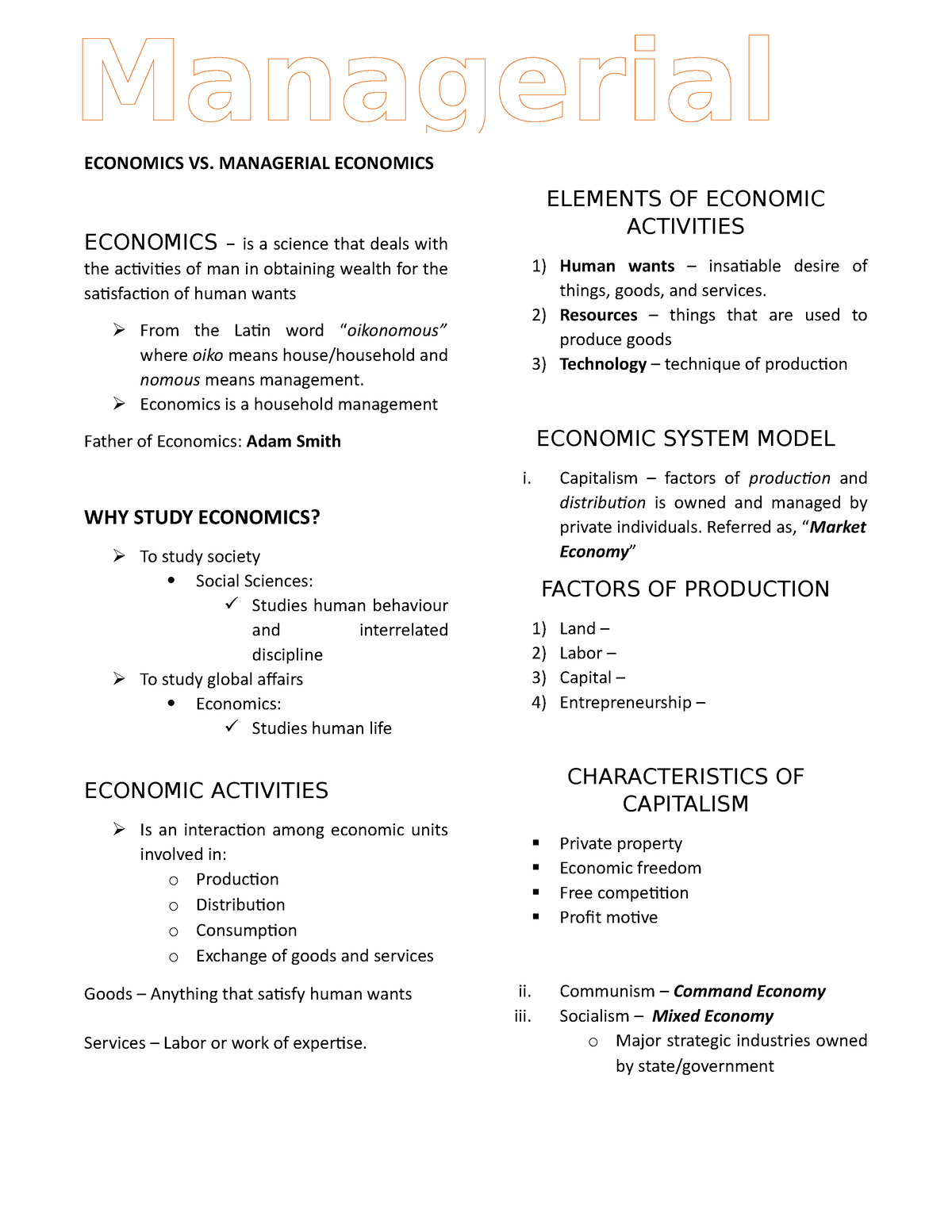 article review related to managerial economics