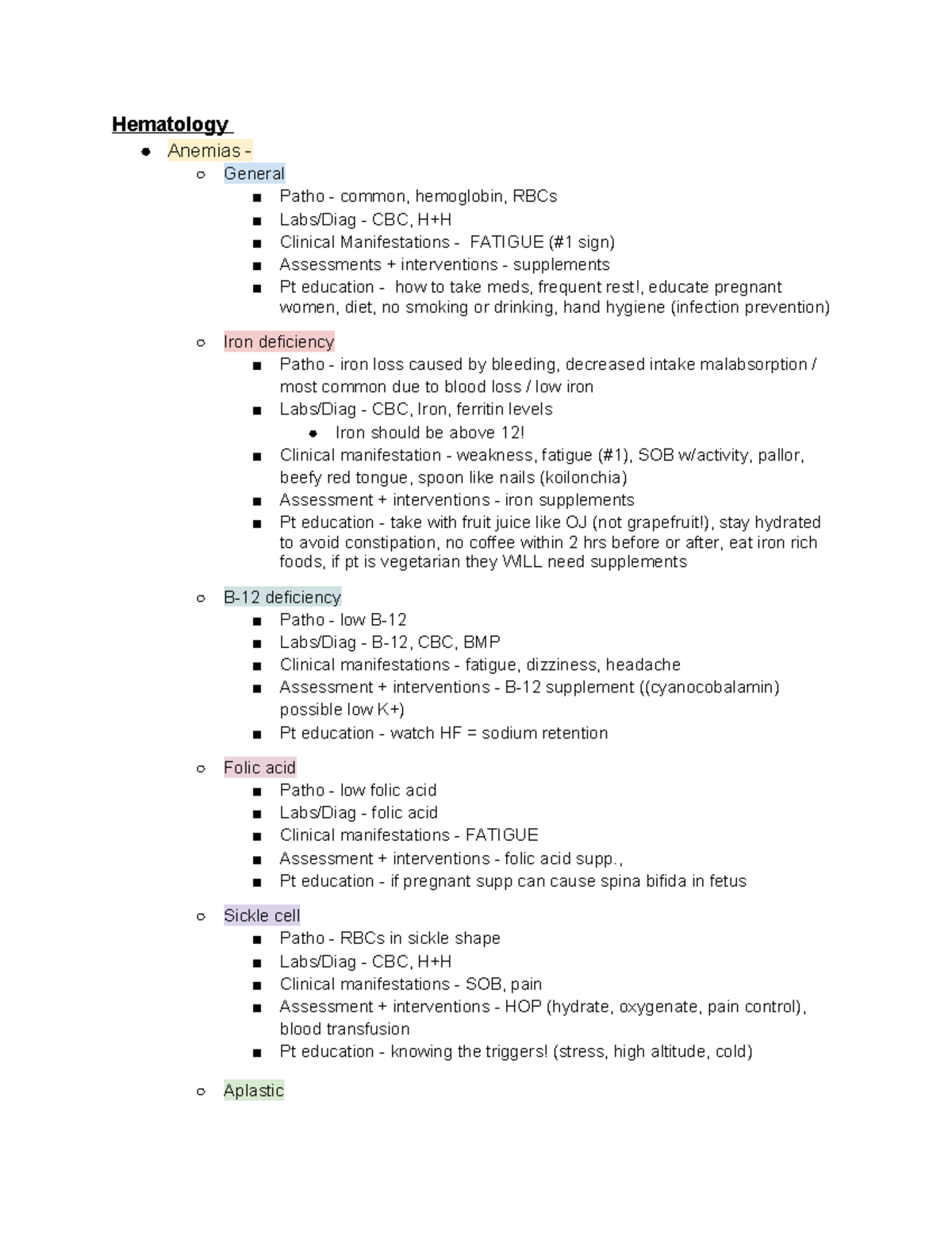 Med Surg Exam 2 - Study guide based on lectures and review sessions ...