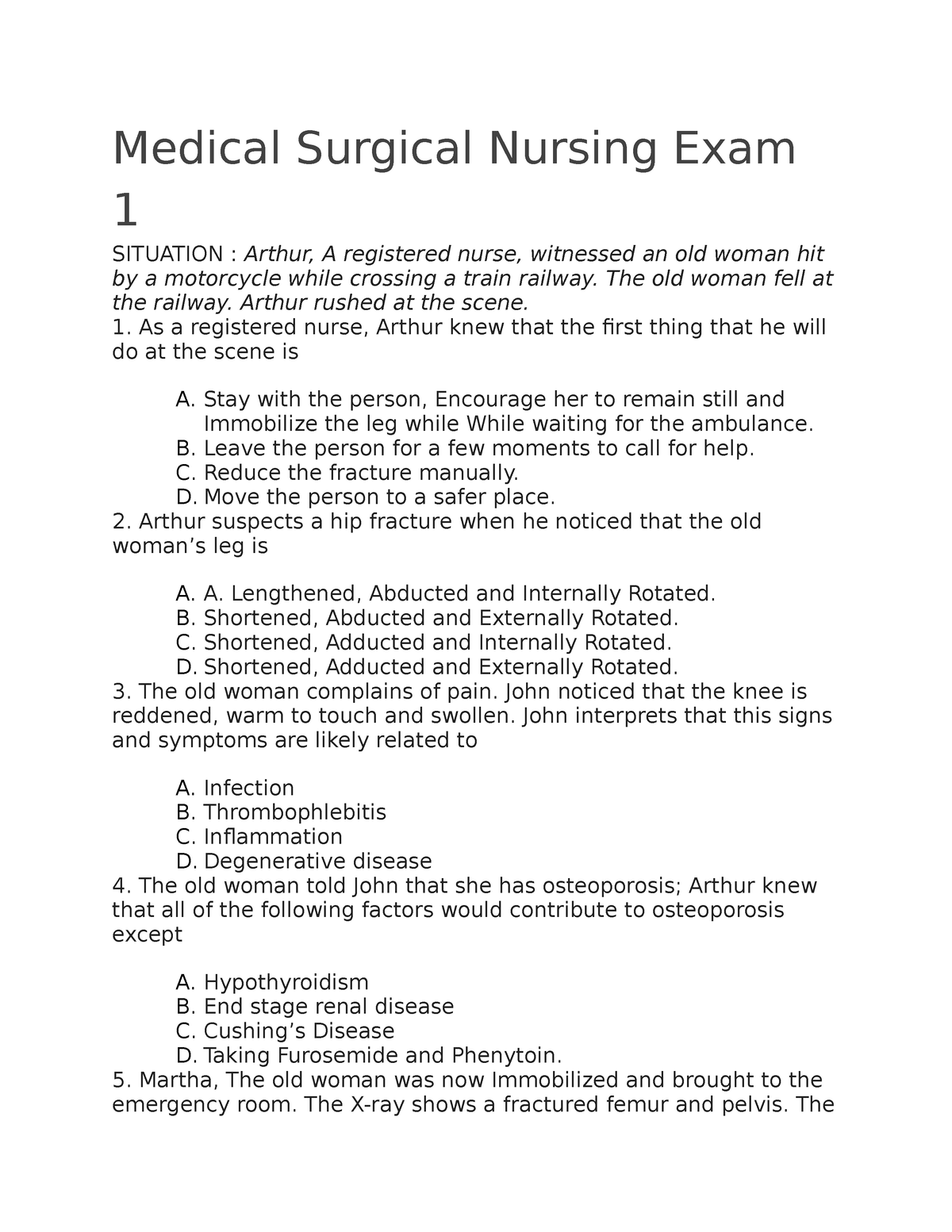 Medical Surgical Nursing Exam 1 - Medical Surgical Nursing Exam 1 ...