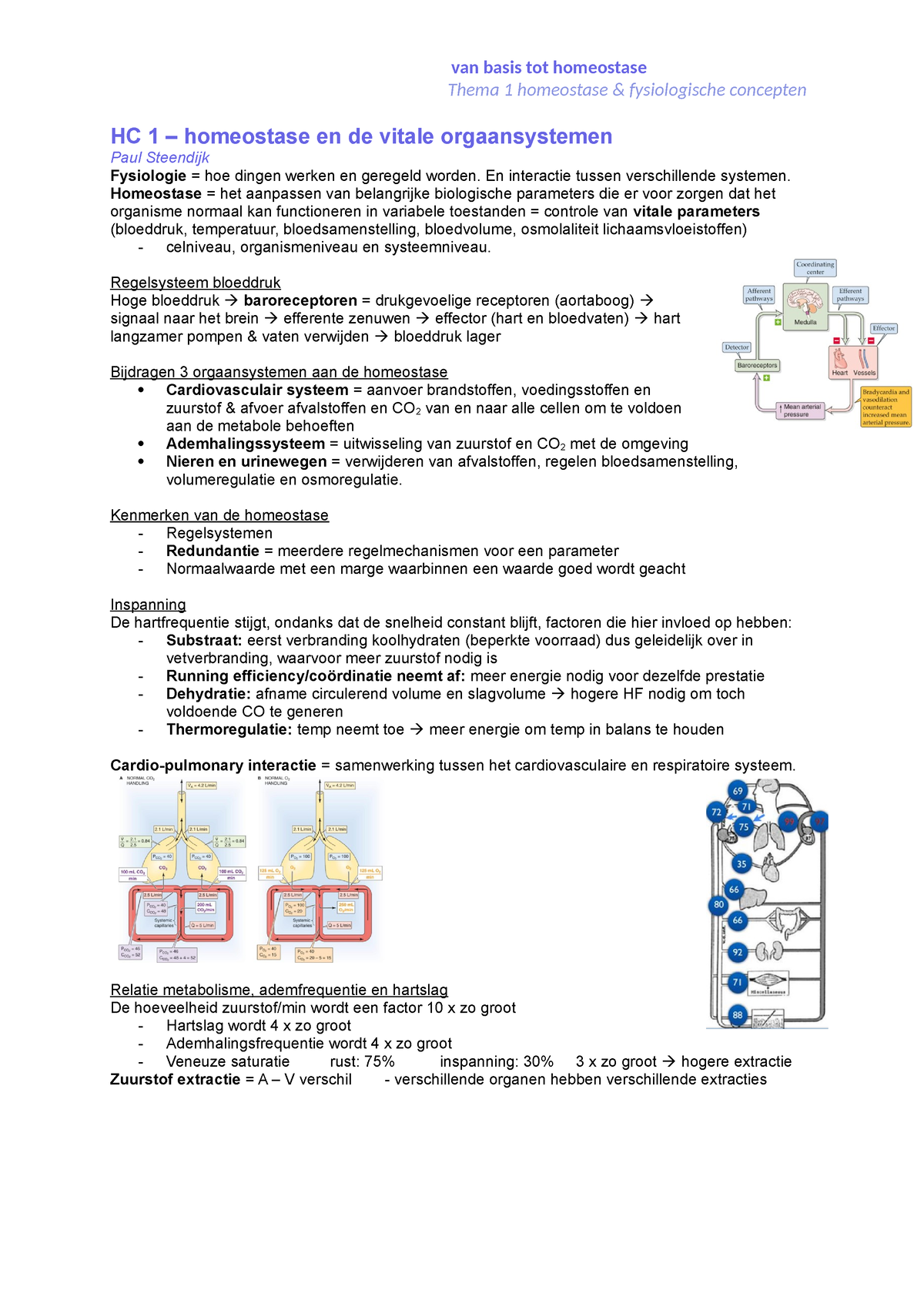 BH Thema 1 Aantekeningen Colleges - Thema 1 Homeostase & Fysiologische ...