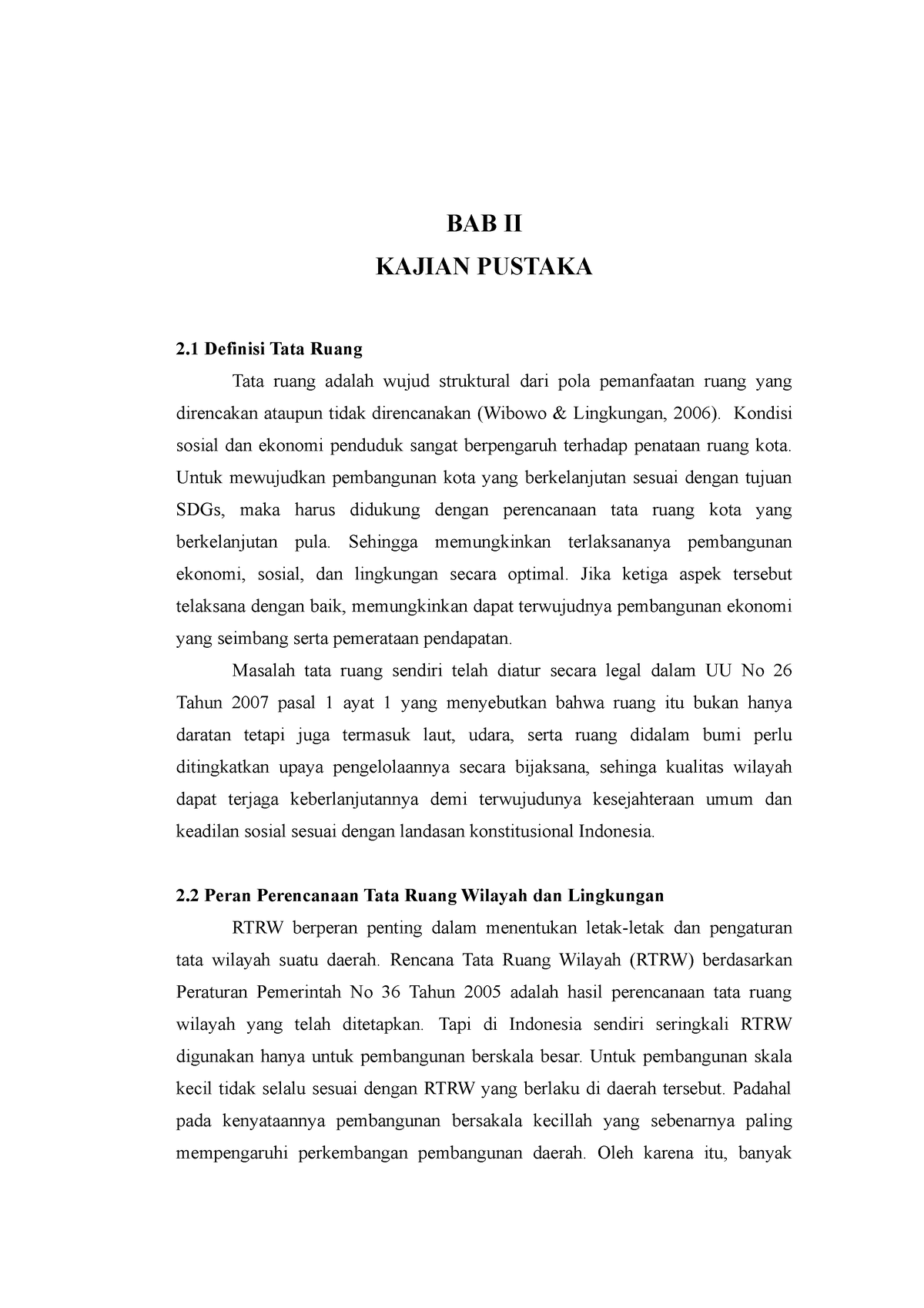 BAB II - Bab 2 - BAB II KAJIAN PUSTAKA 2 Definisi Tata Ruang Tata Ruang ...