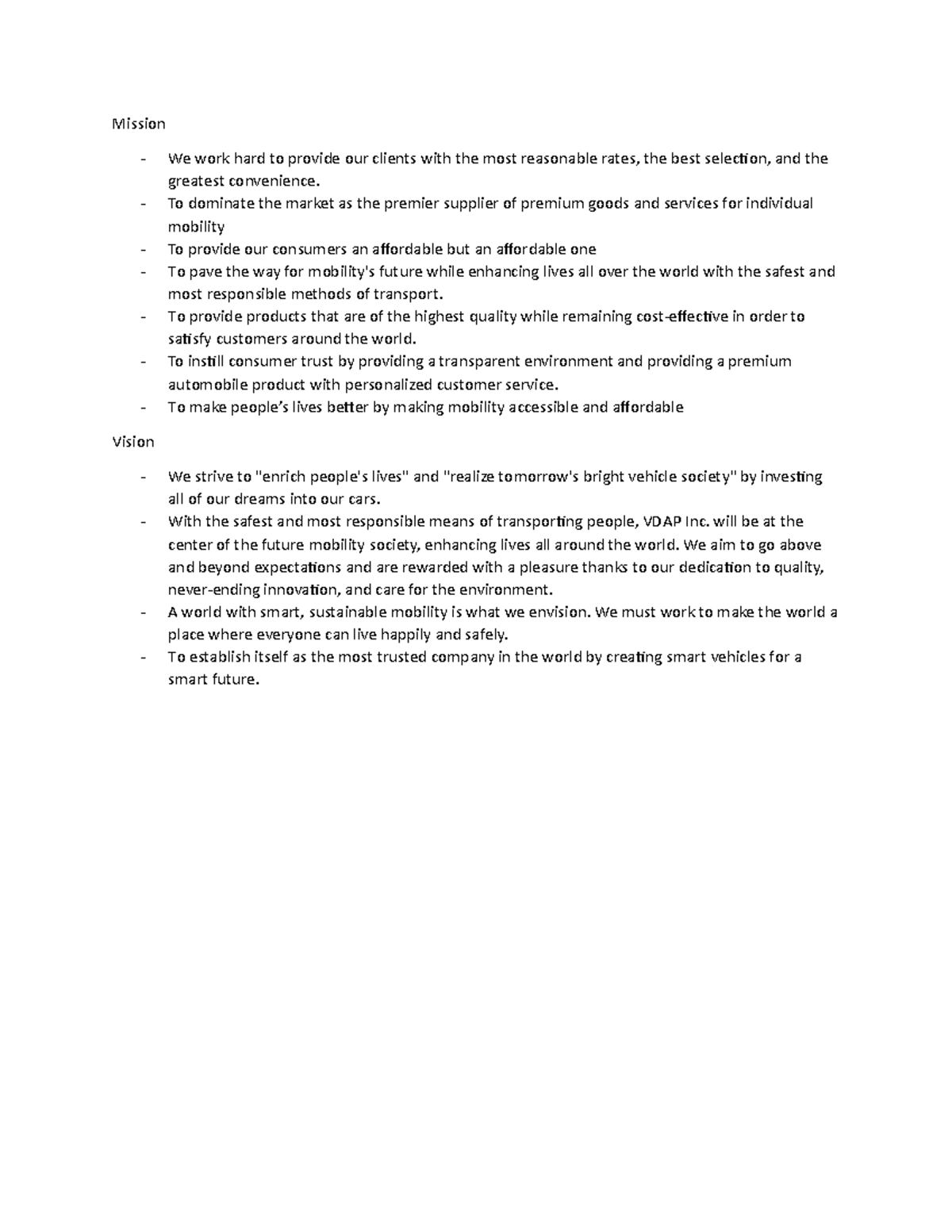 Mission-vision - use in computer - Mission We work hard to provide our ...