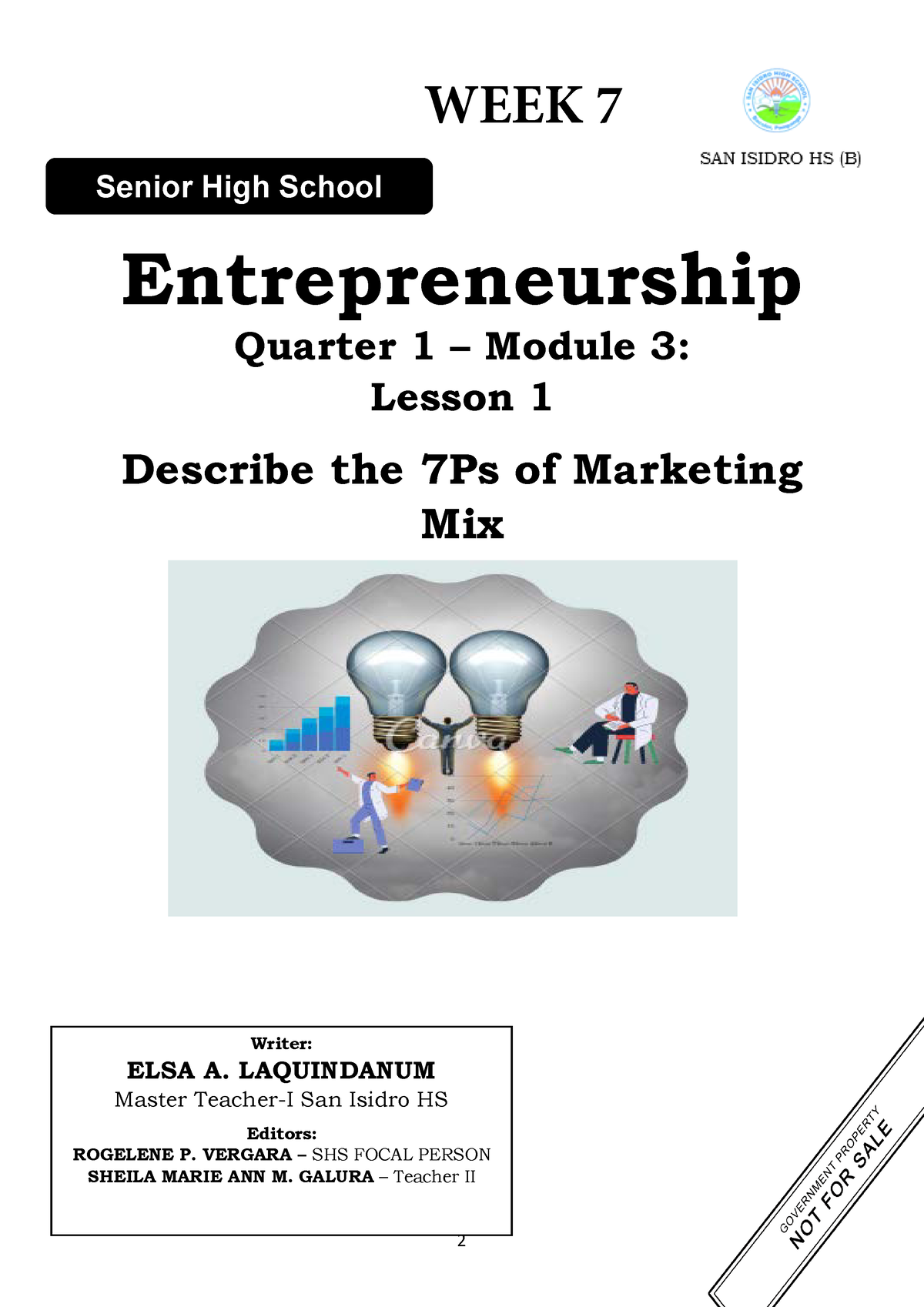 Entrep week 7 modules - Entrepreneurship Quarter 1 – Module 3: Lesson 1 ...