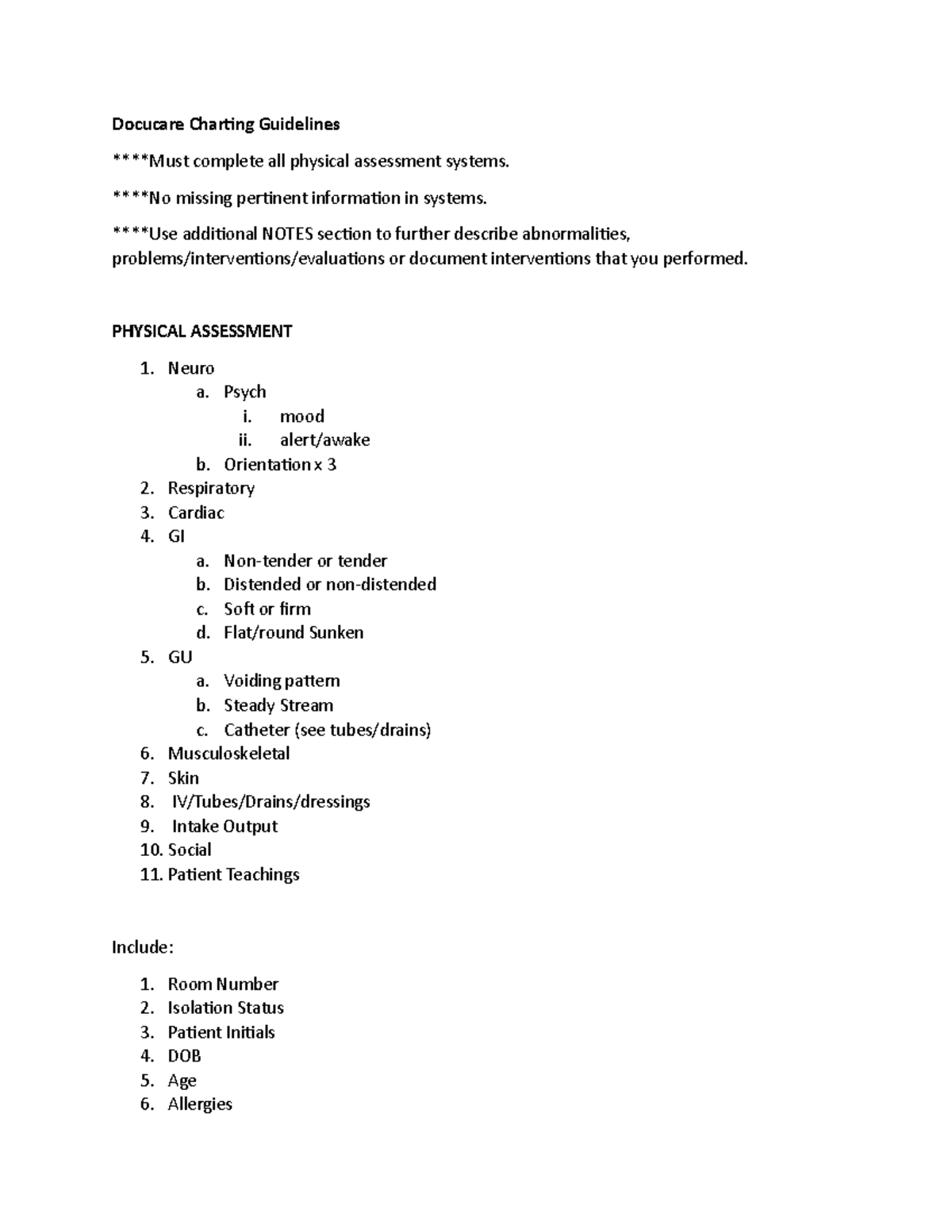 Docucare Charting Guidelines.3 - Docucare Charting Guidelines ****Must ...