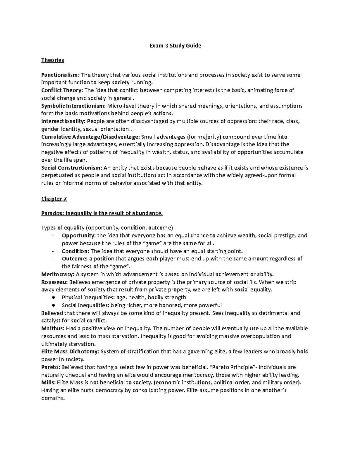 Exam 3 Study guide for exam 3 - Exam 3 Study Guide Theories ...