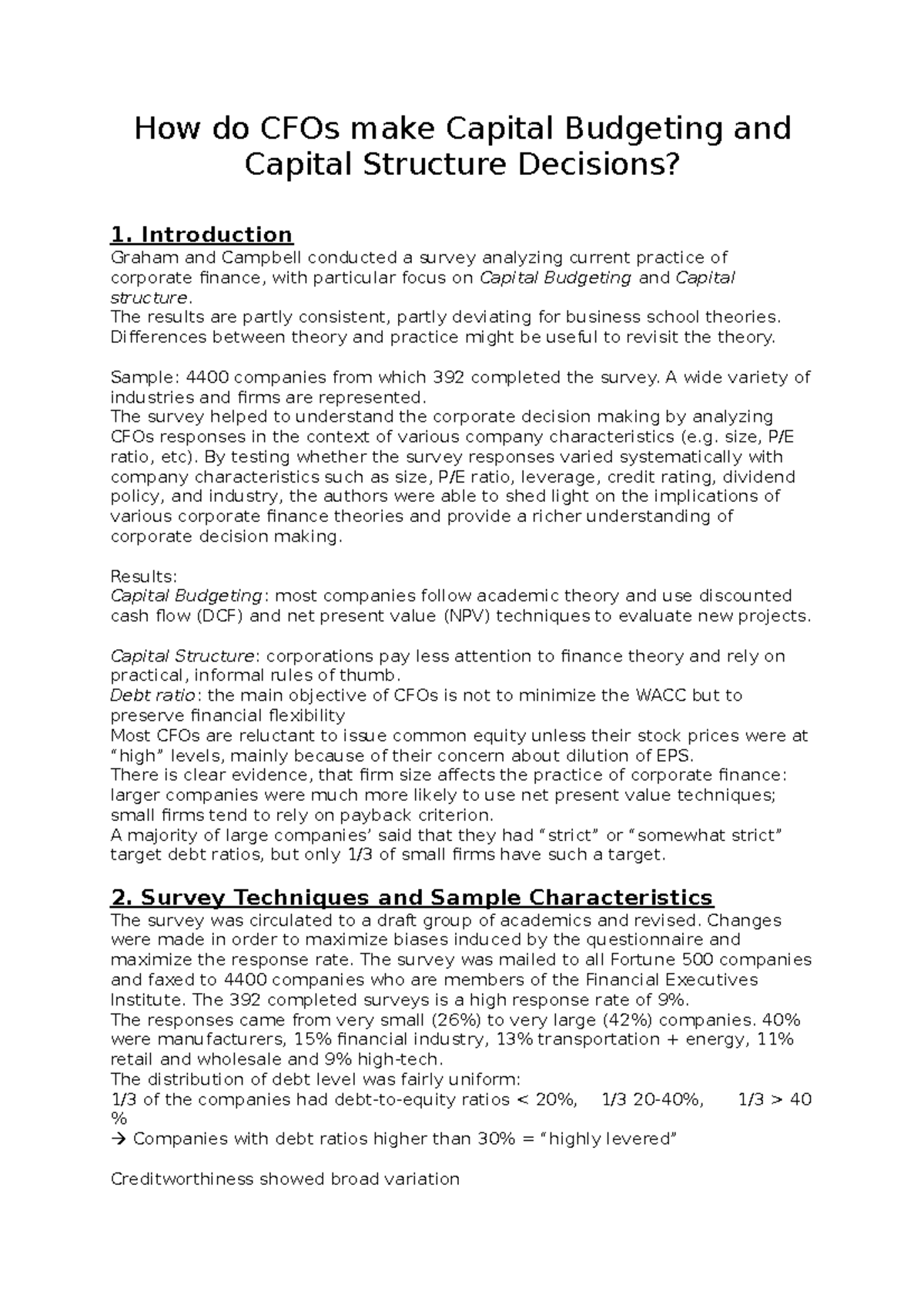 how-do-cfos-make-capital-budgeting-and-capital-structure-decisions