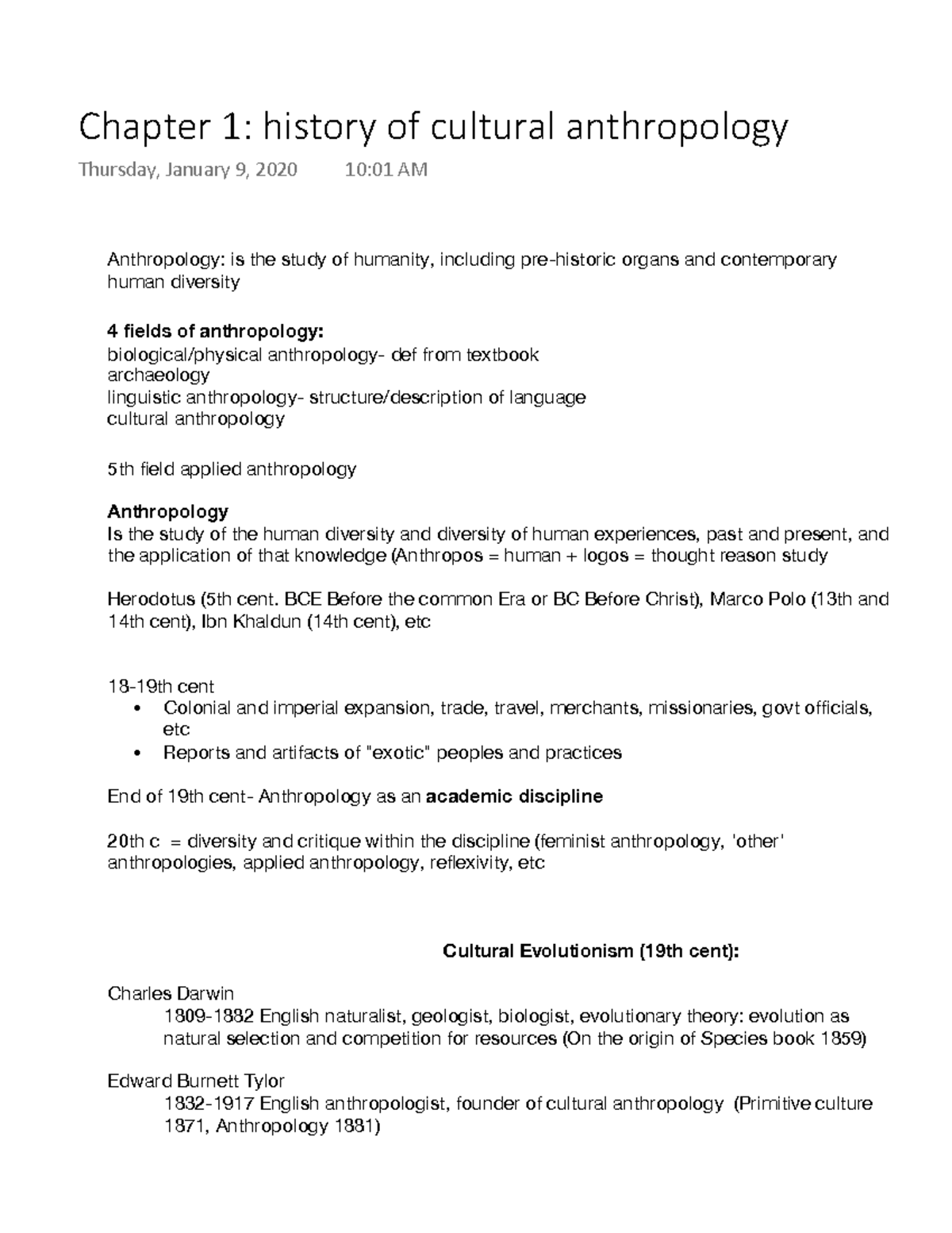 Chapter 1 history of cultural anthropology - Warning: TT: undefined ...