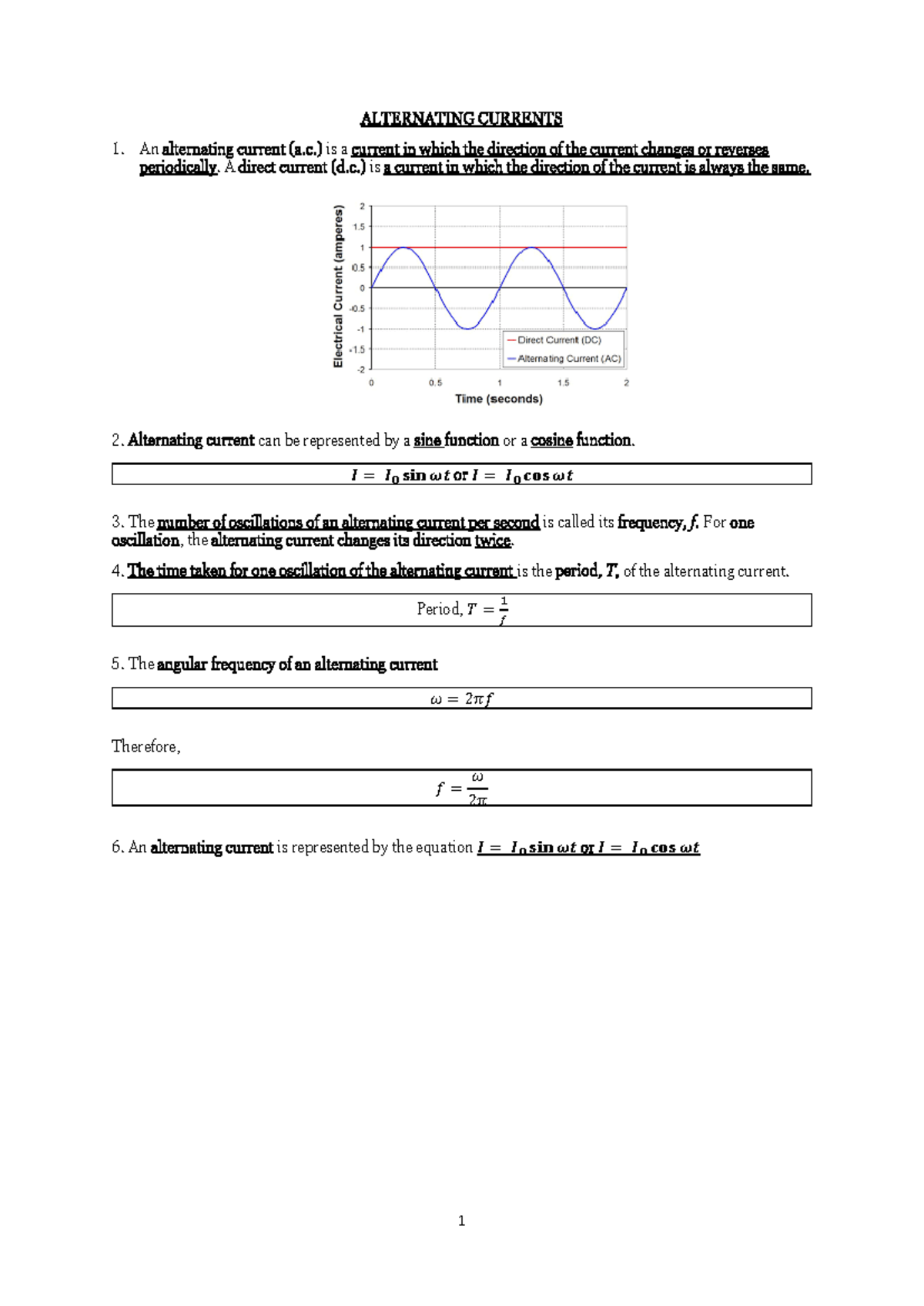 Chapter 21 Alternating Currents - ALTERNATING CURRENTS An alternating ...