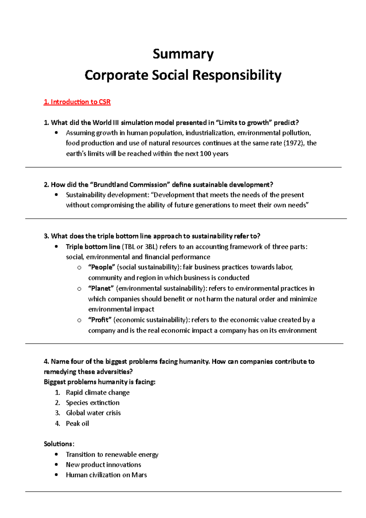 CSR Zusammenfassung - SS 2020 - Summary Corporate Social Responsibility ...