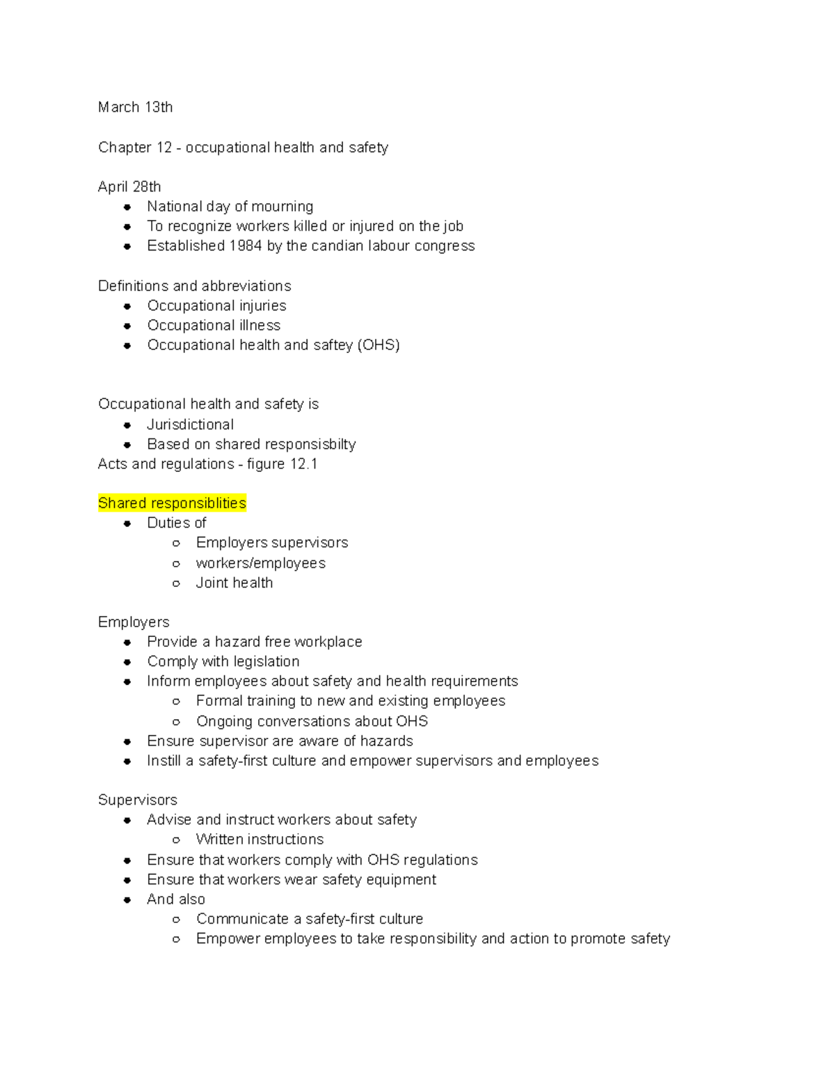 Human resources managment Chapter 12 March 13th Chapter 12