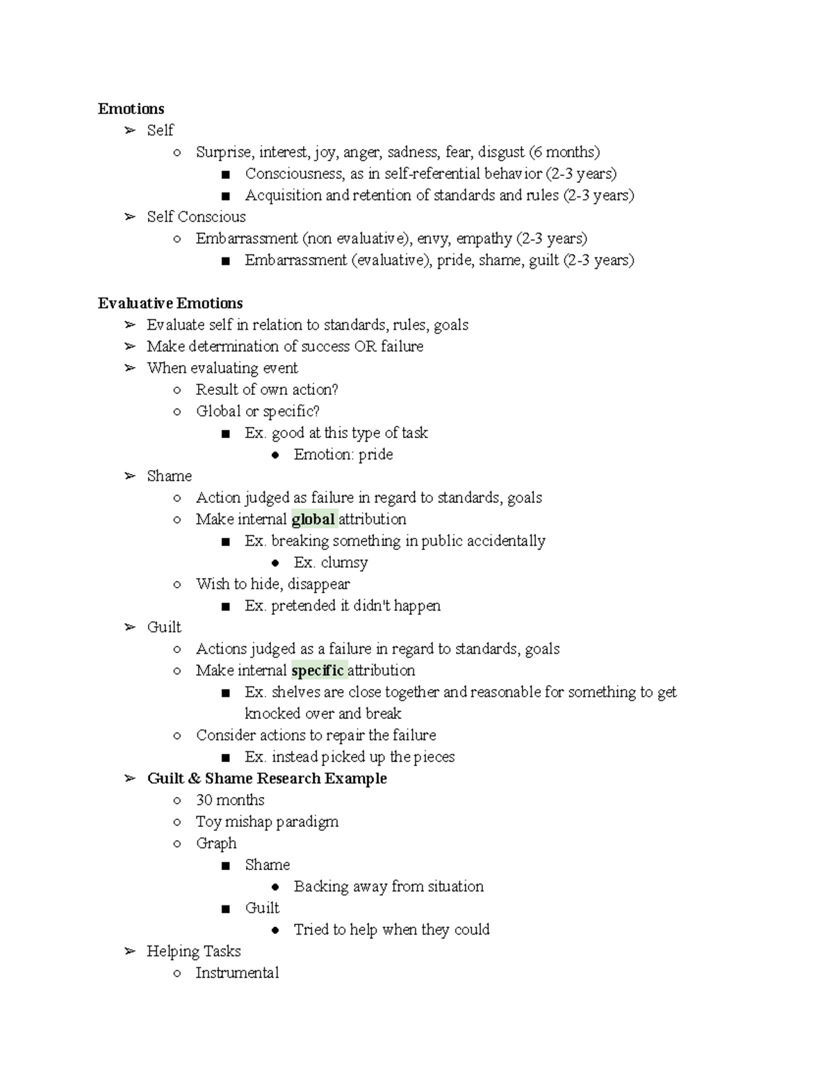 Lecture Notes 3 - Emotions Self Surprise, interest, joy, anger, sadness ...