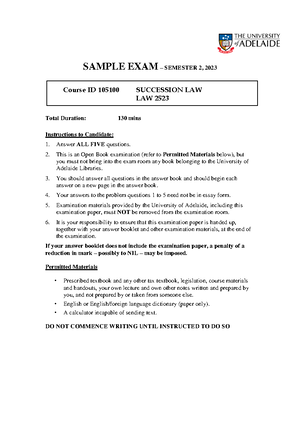 Succession Notes - IS IT A WILL, OR ANOTHER ARRANGEMENT? 1 Definition ...