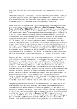 Year 12 Legal Studies - Task 1 2024 25 - The Criminal Investigation ...