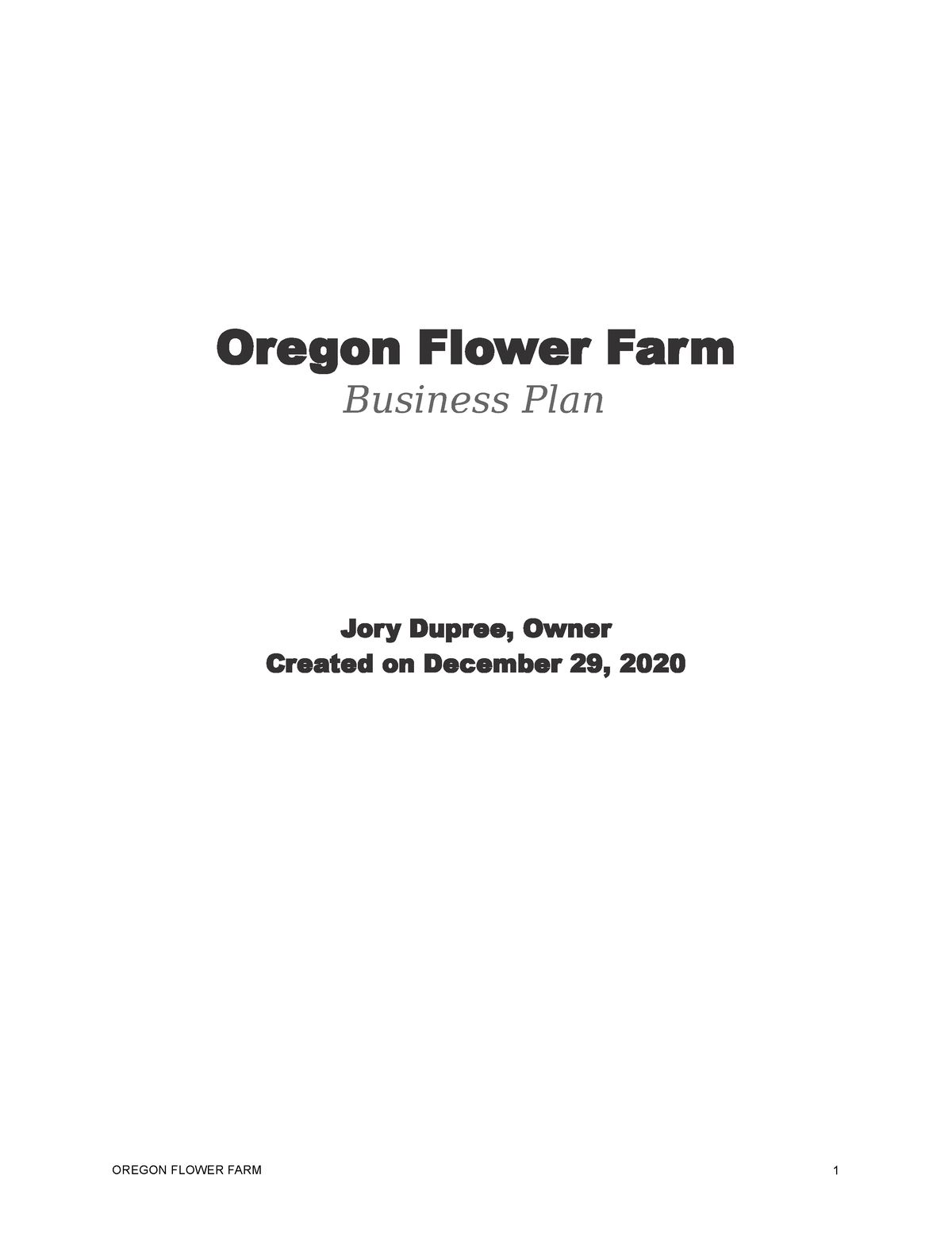 oregon flower farm business plan