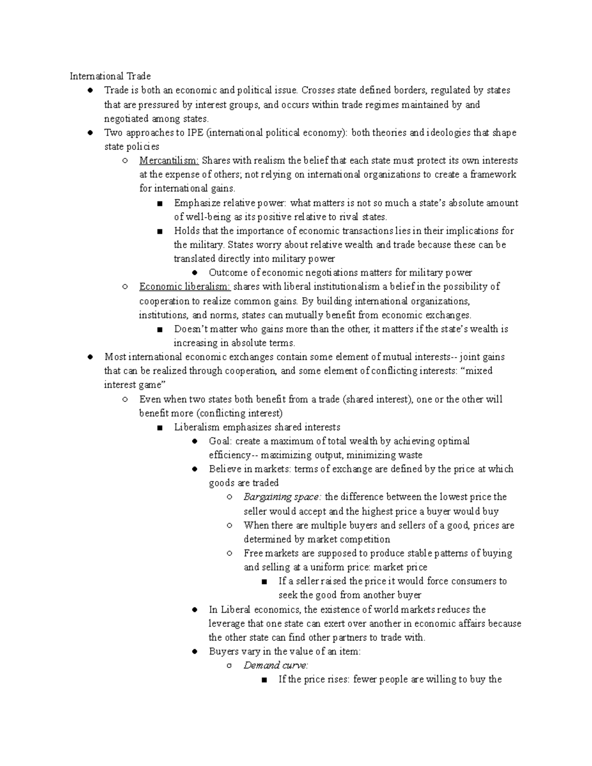 Chapter 8 Notes - International Trade Trade is both an economic and ...