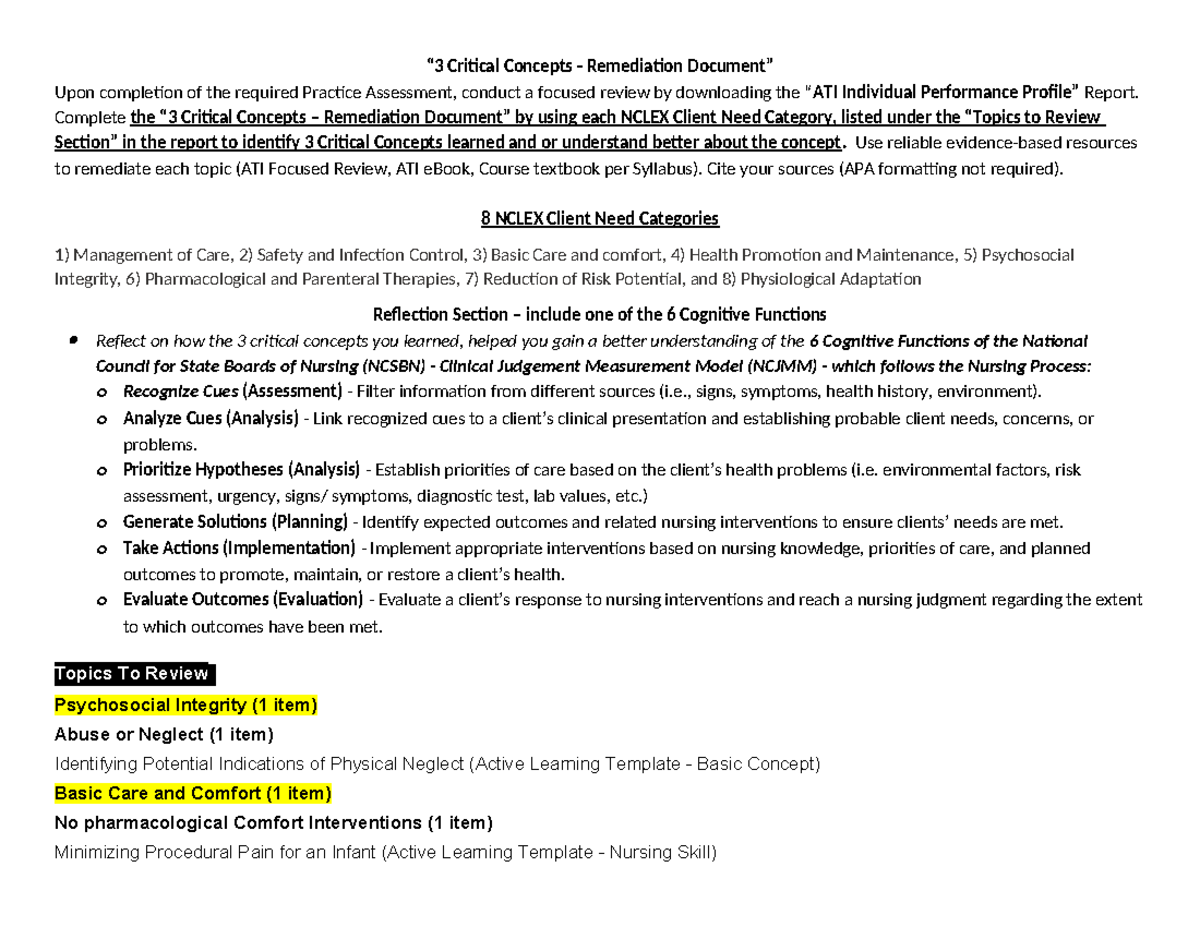 3 Critical Concepts - Remediation Document - “3 Critical Concepts ...