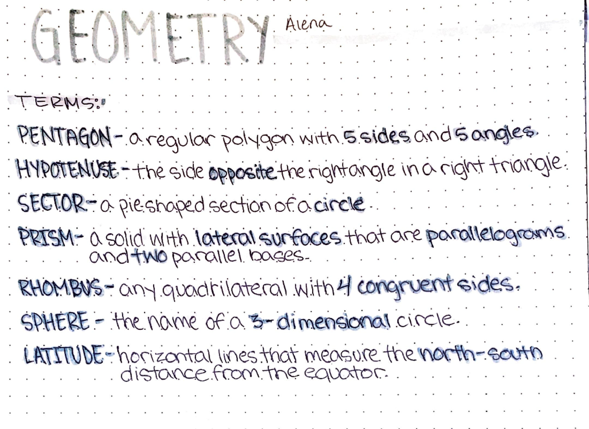 Geometry Terms - :F