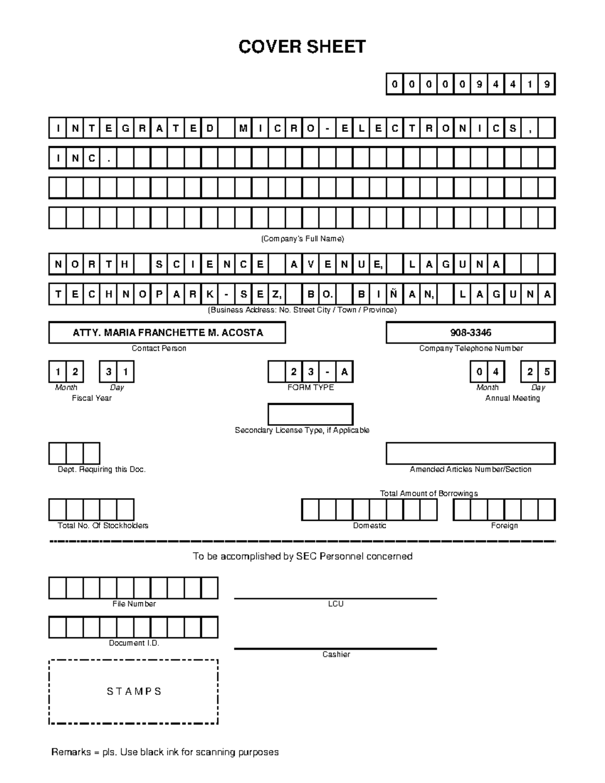 IMI SEC Form 23-A (JOA) Redacted - 0 0 0 0 0 9 4 4 1 9 I N T E G R A T ...