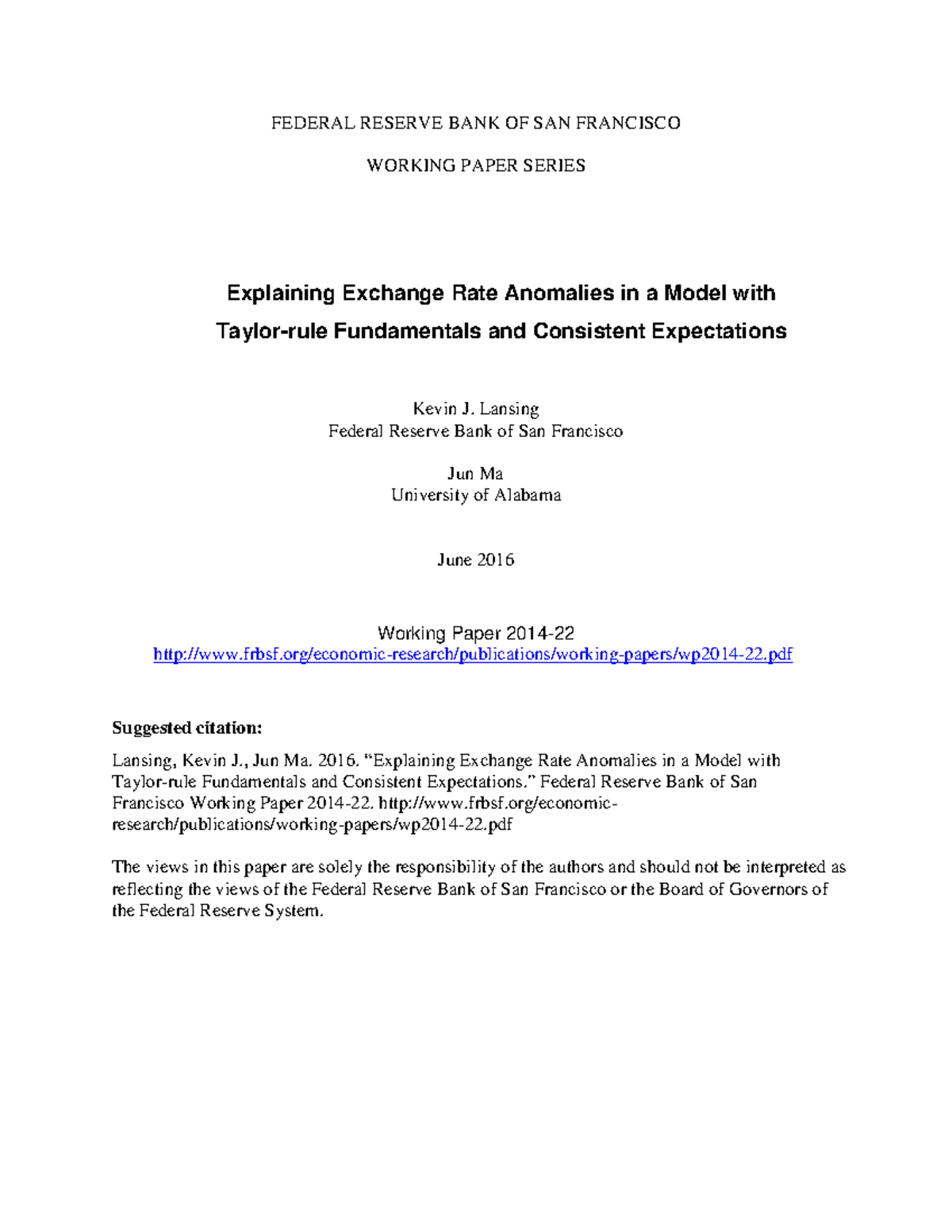 Wp2014-22 - dfdfdf - FEDERAL RESERVE BANK OF SAN FRANCISCO WORKING ...