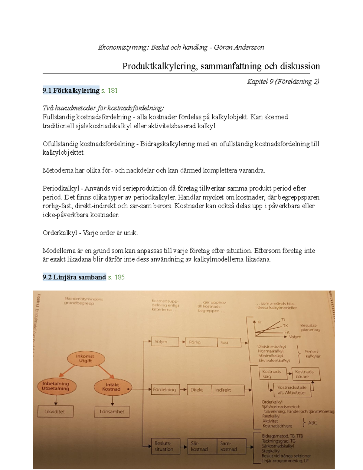 Ekonomistyrning Kapitel 9 - Ekonomistyrning: Beslut Och Handling ...